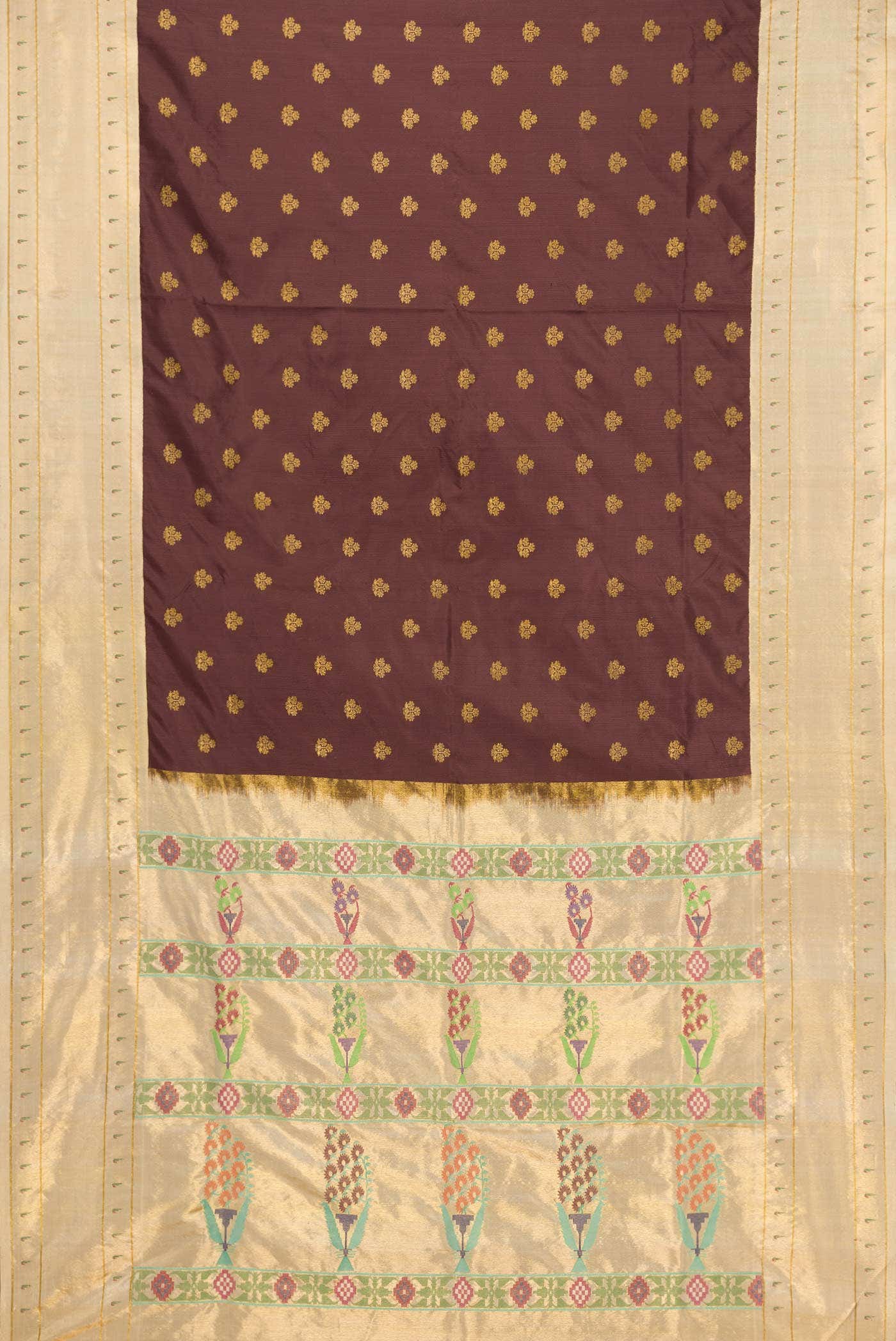 Coffee Brown Paithani Silk Saree - Image 9