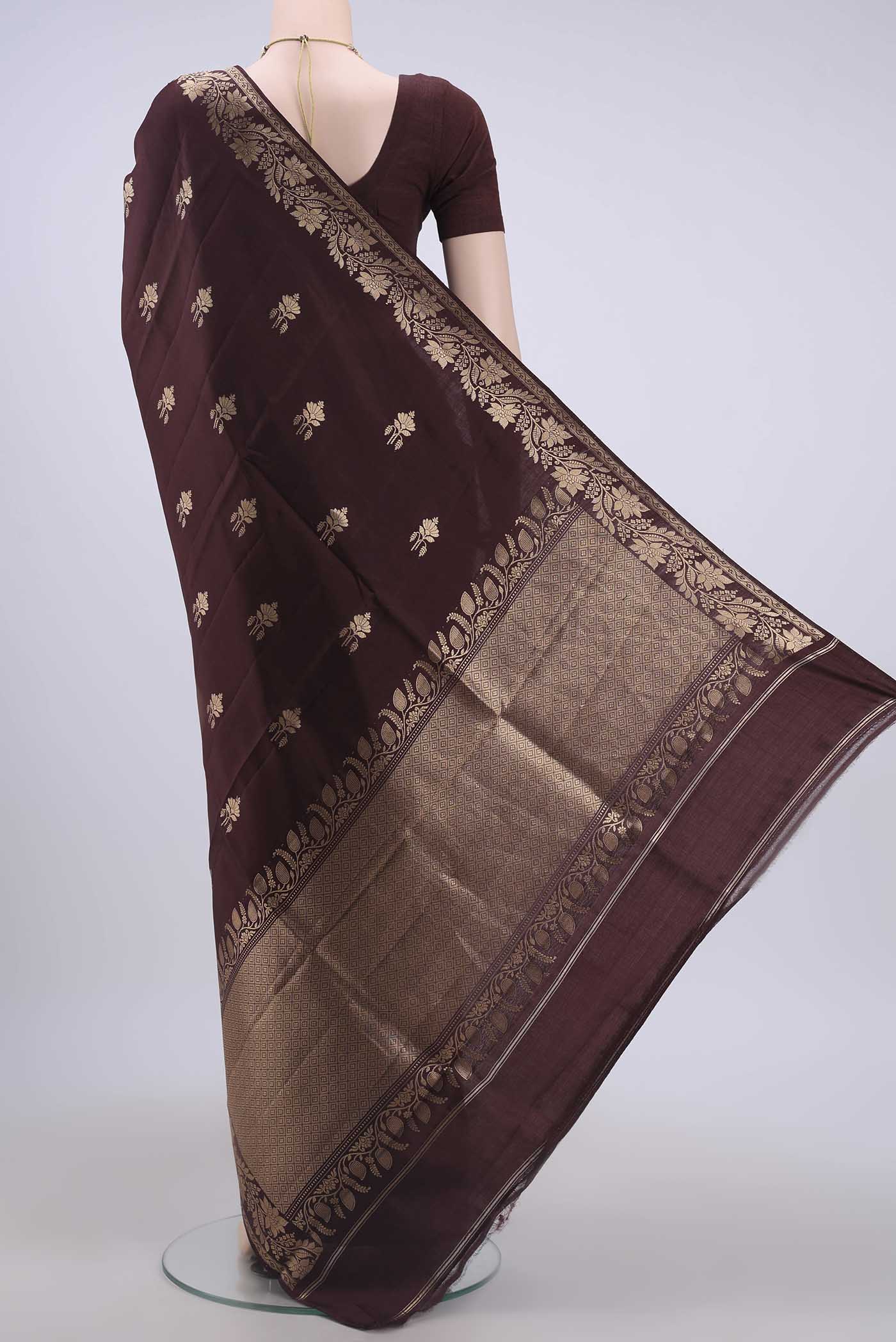 Brown Dual Tone Banarasi Katan Silk Saree - Image 3