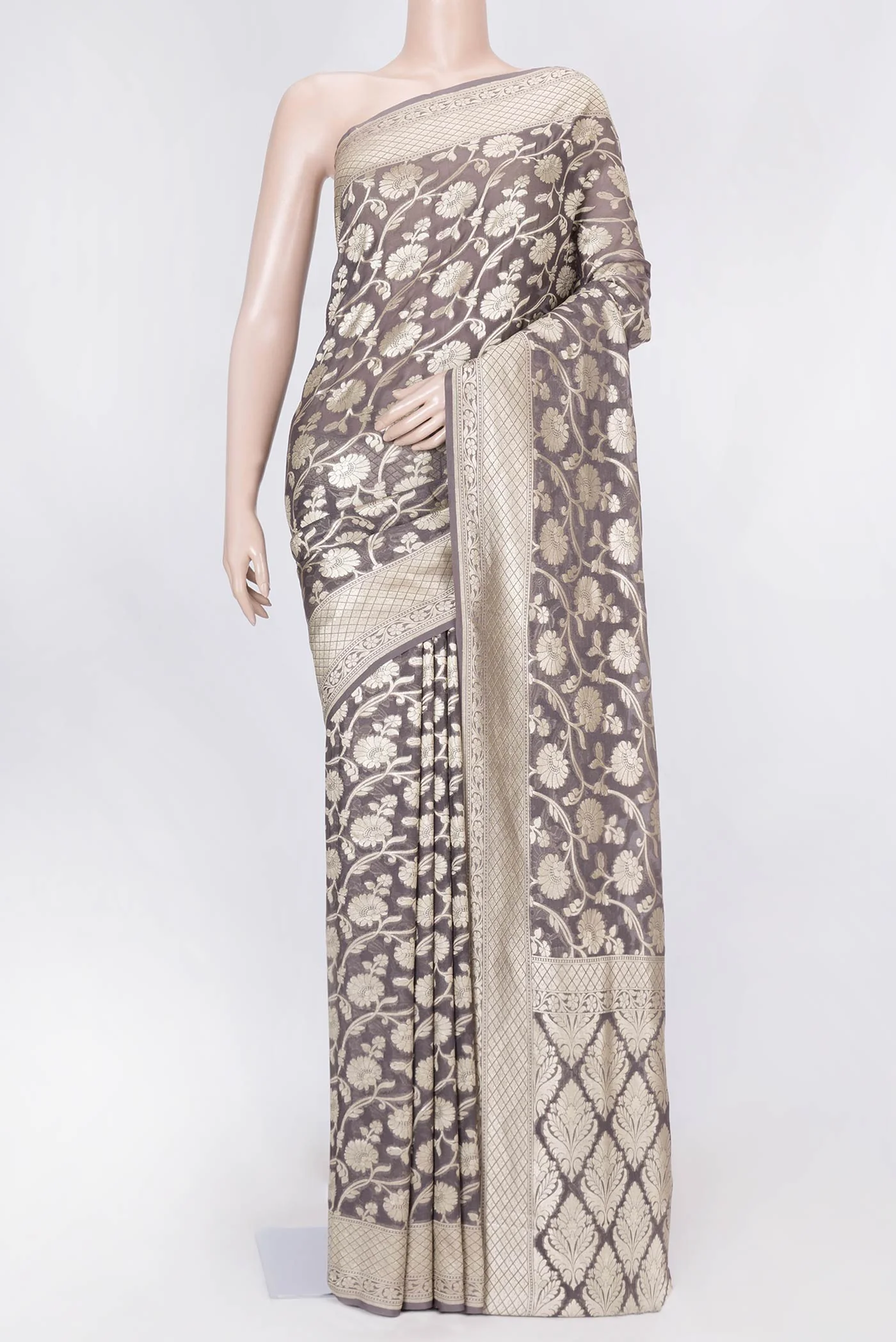 Brown Dual Tone Blended Banarasi Georgette Saree