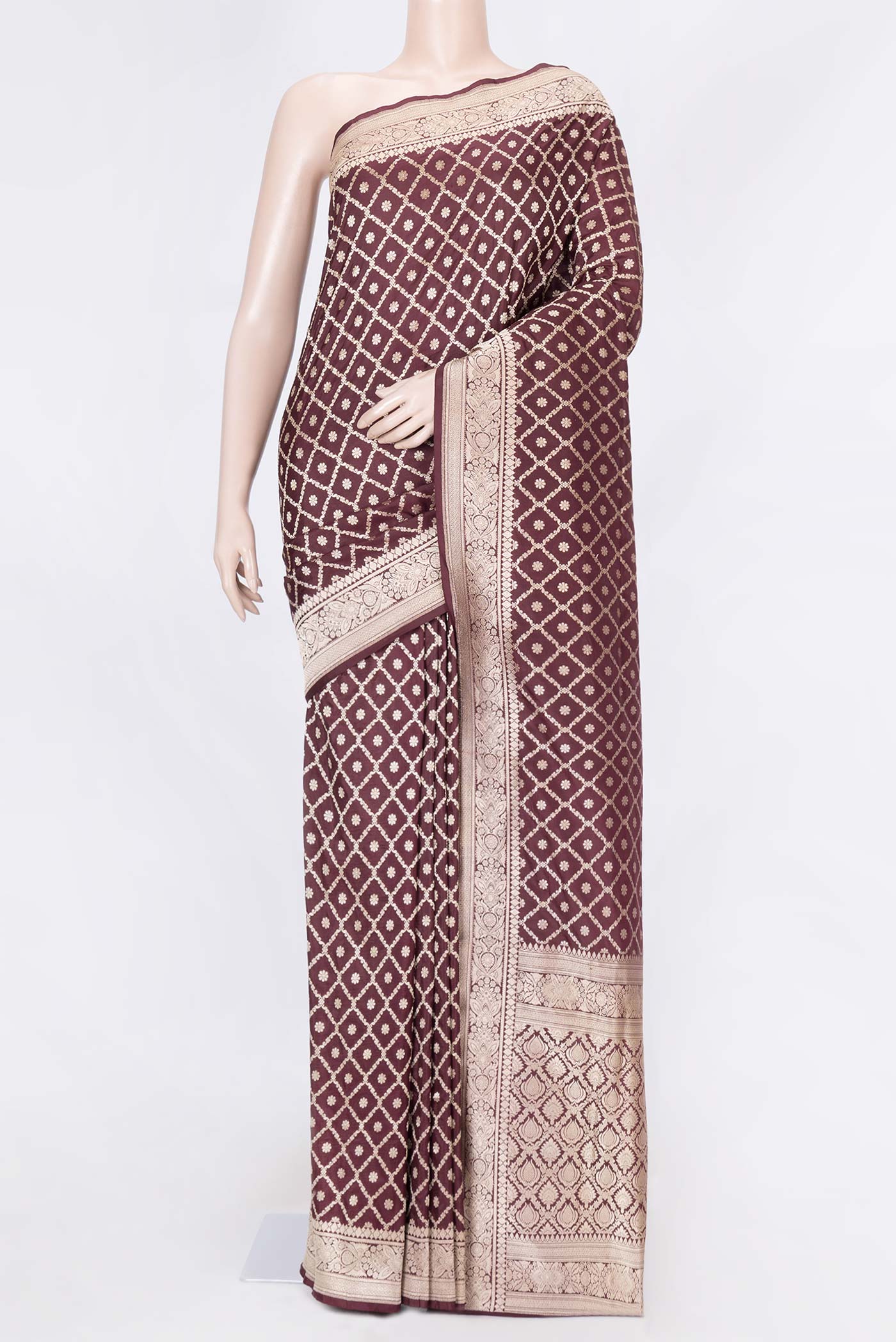 Brown Dual Tone Blended Banarasi Silk Saree