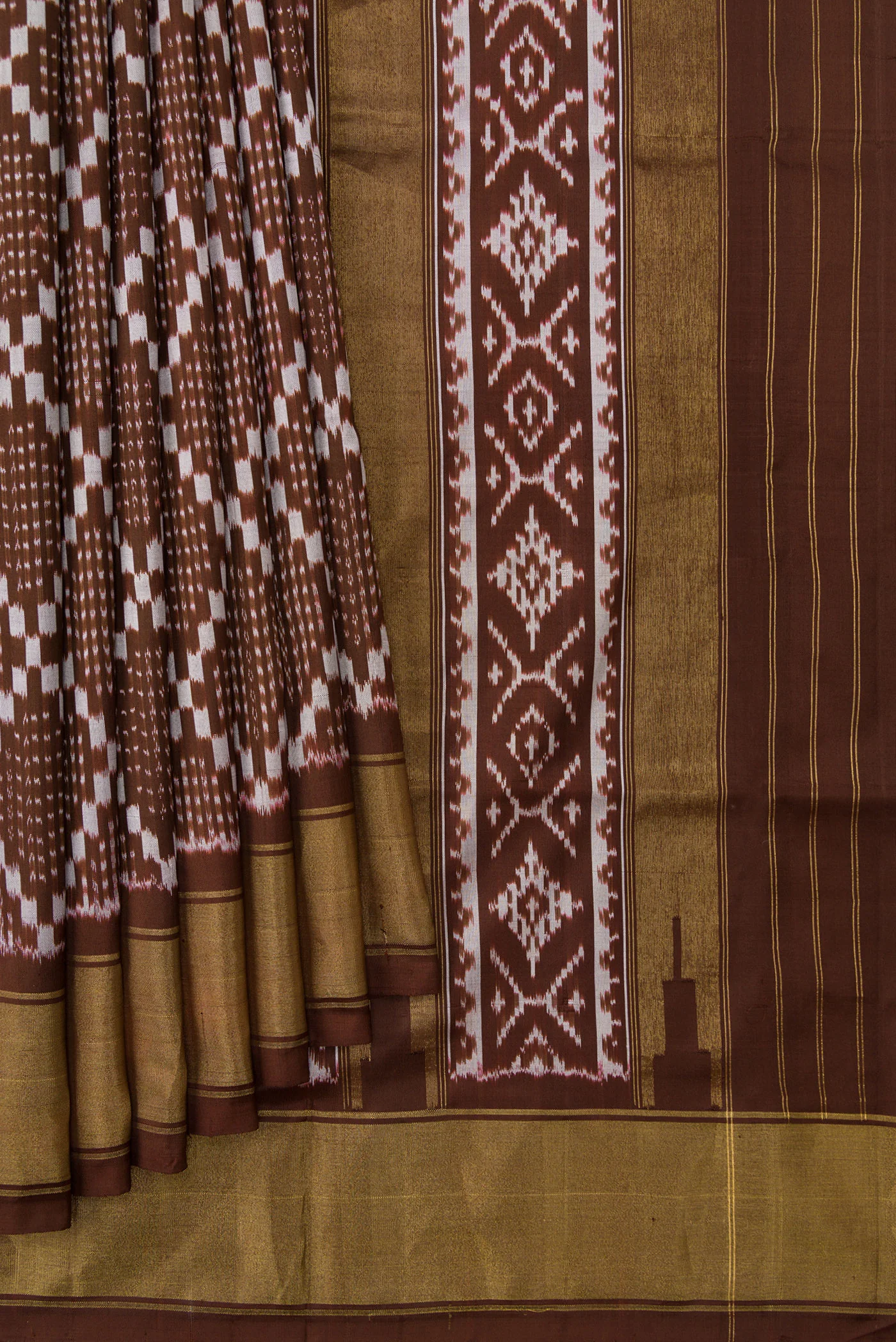 Brown Pochampally Silk Saree - Image 4