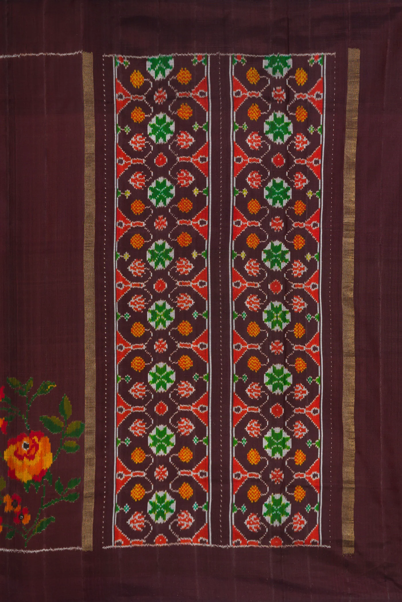 Coffee Brown Double Ikat Saree - Image 7