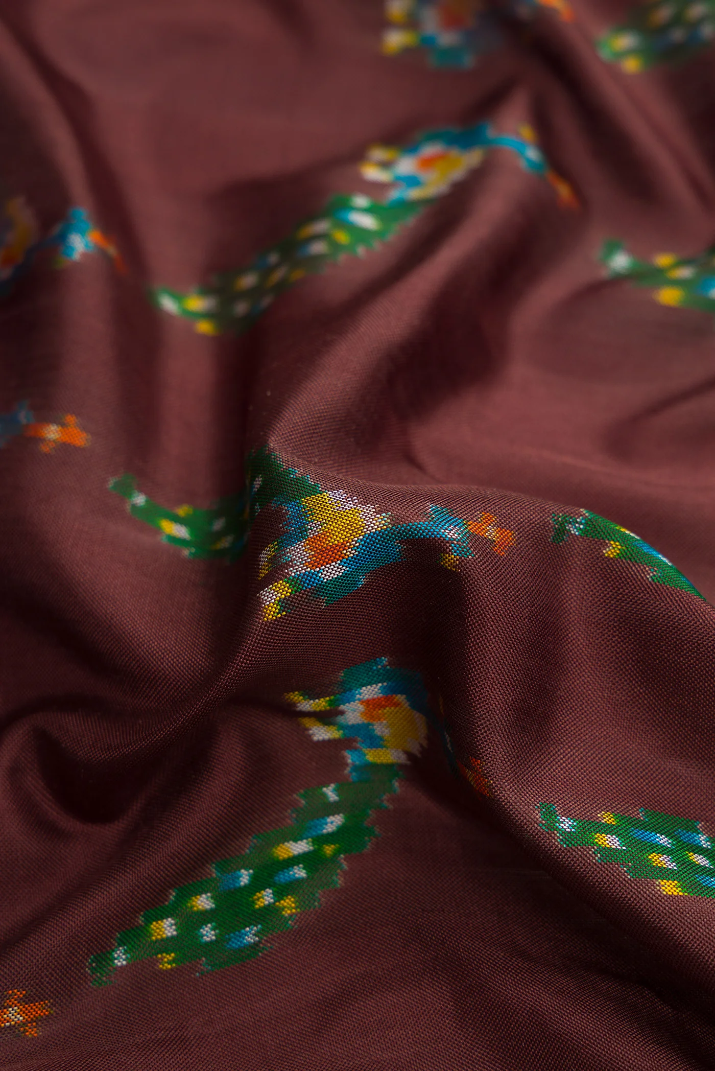 Brown Double Ikat Saree - Image 2