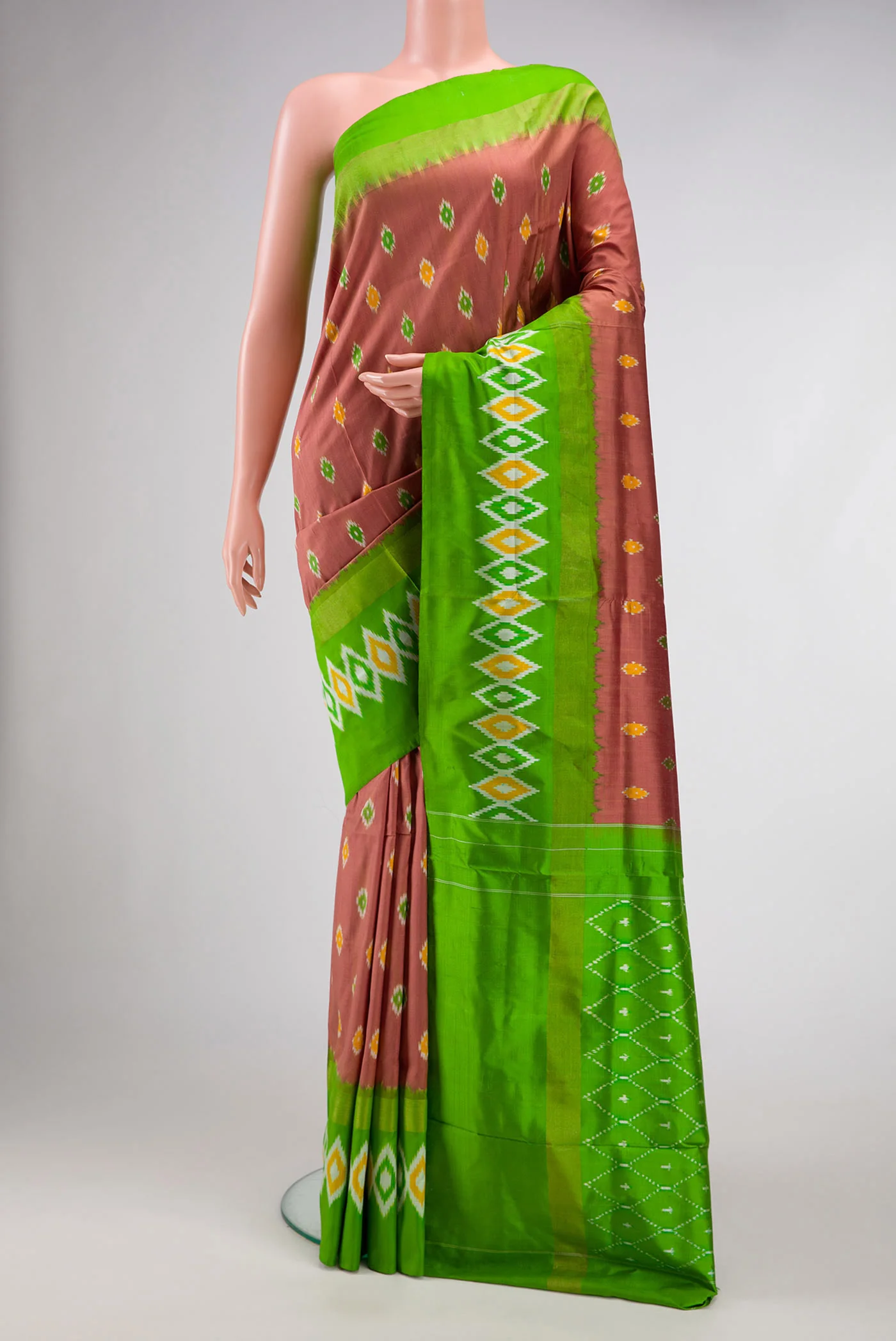 Brown Pochampally Silk Saree