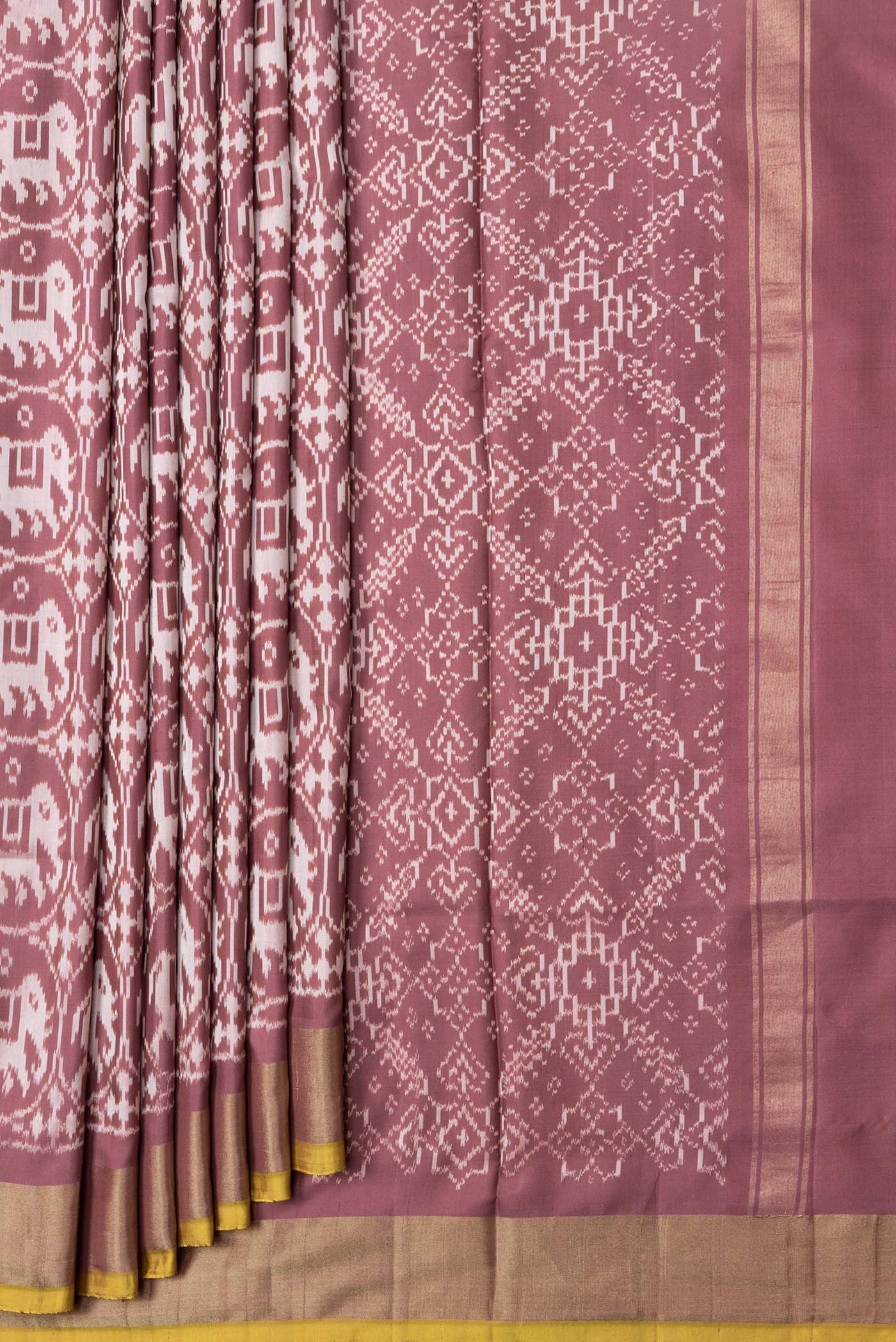 Mauve Pochampally Silk Saree - Image 4