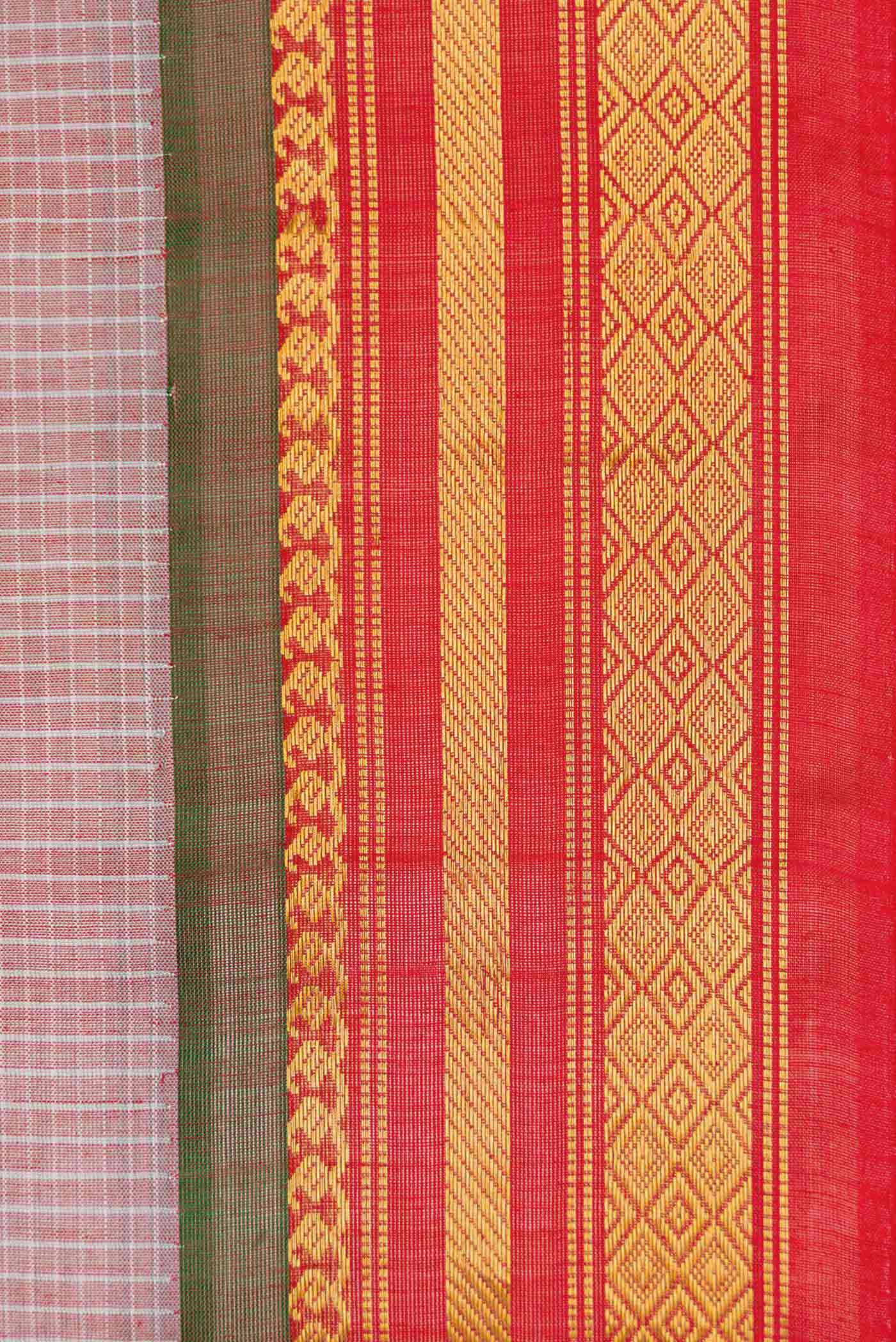 Red Gadwal cotton Saree - Image 3