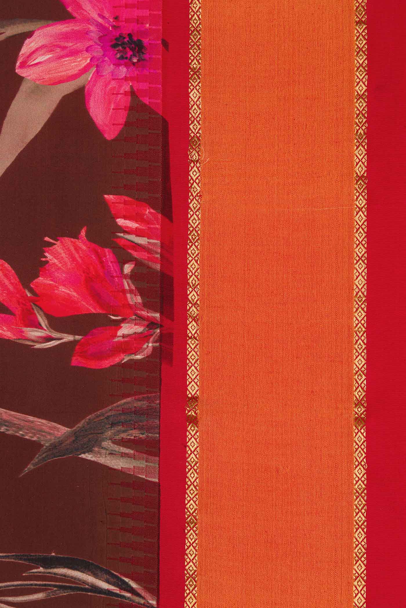 Brown Dual Tone Kanchipuram Silk Saree - Image 3