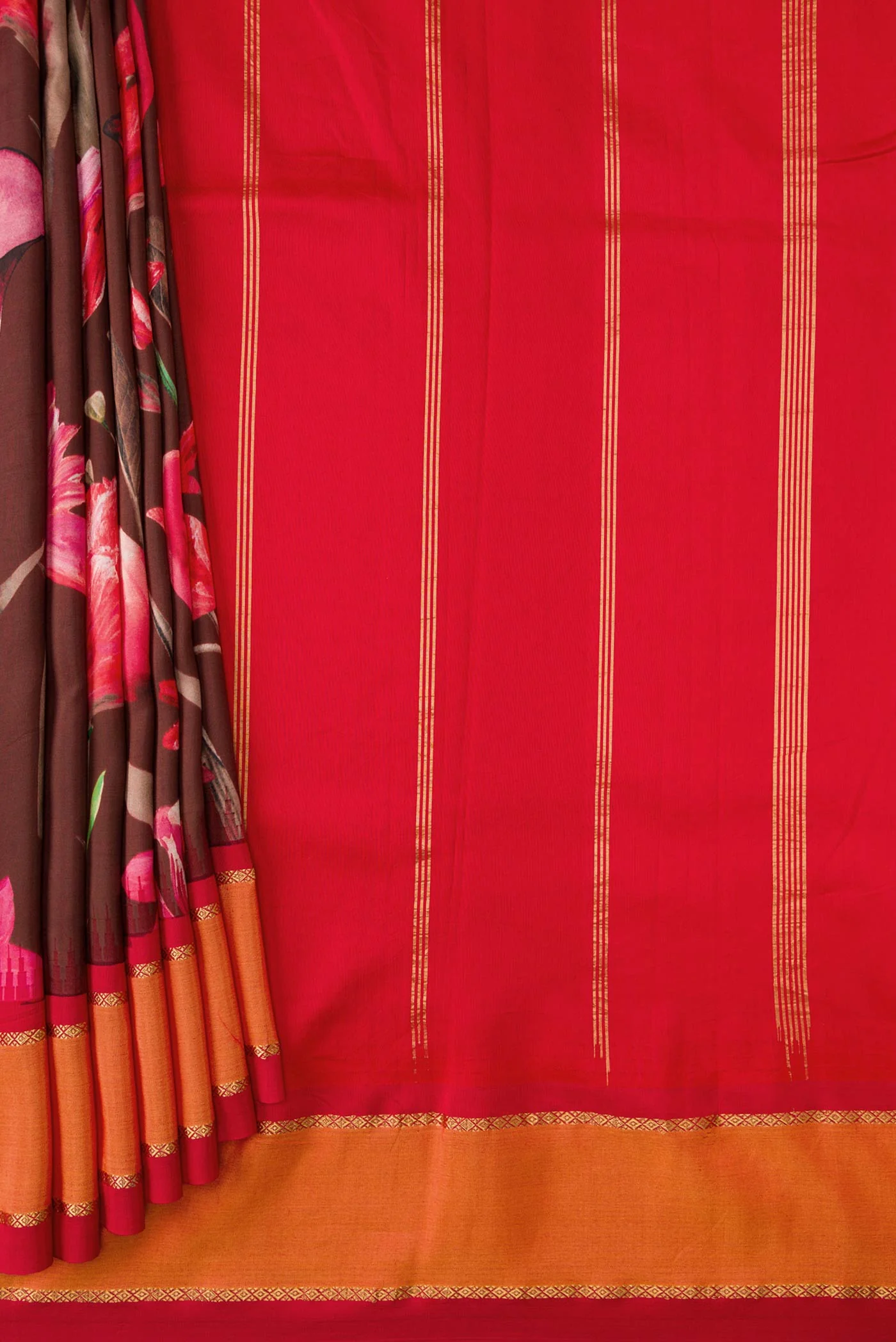 Brown Dual Tone Kanchipuram Silk Saree - Image 4