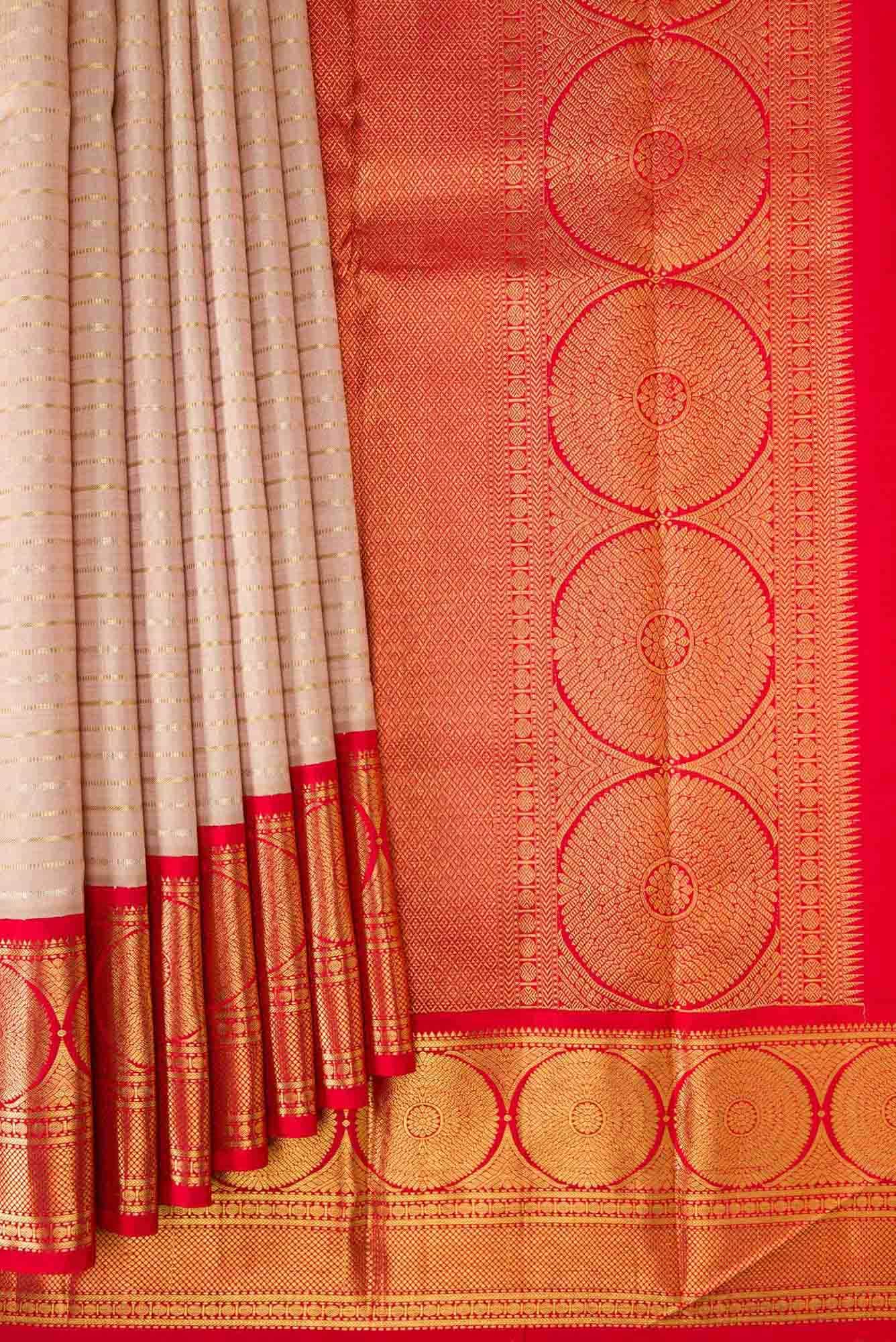 Rose Gold Kanchipuram Silk Saree - Image 2