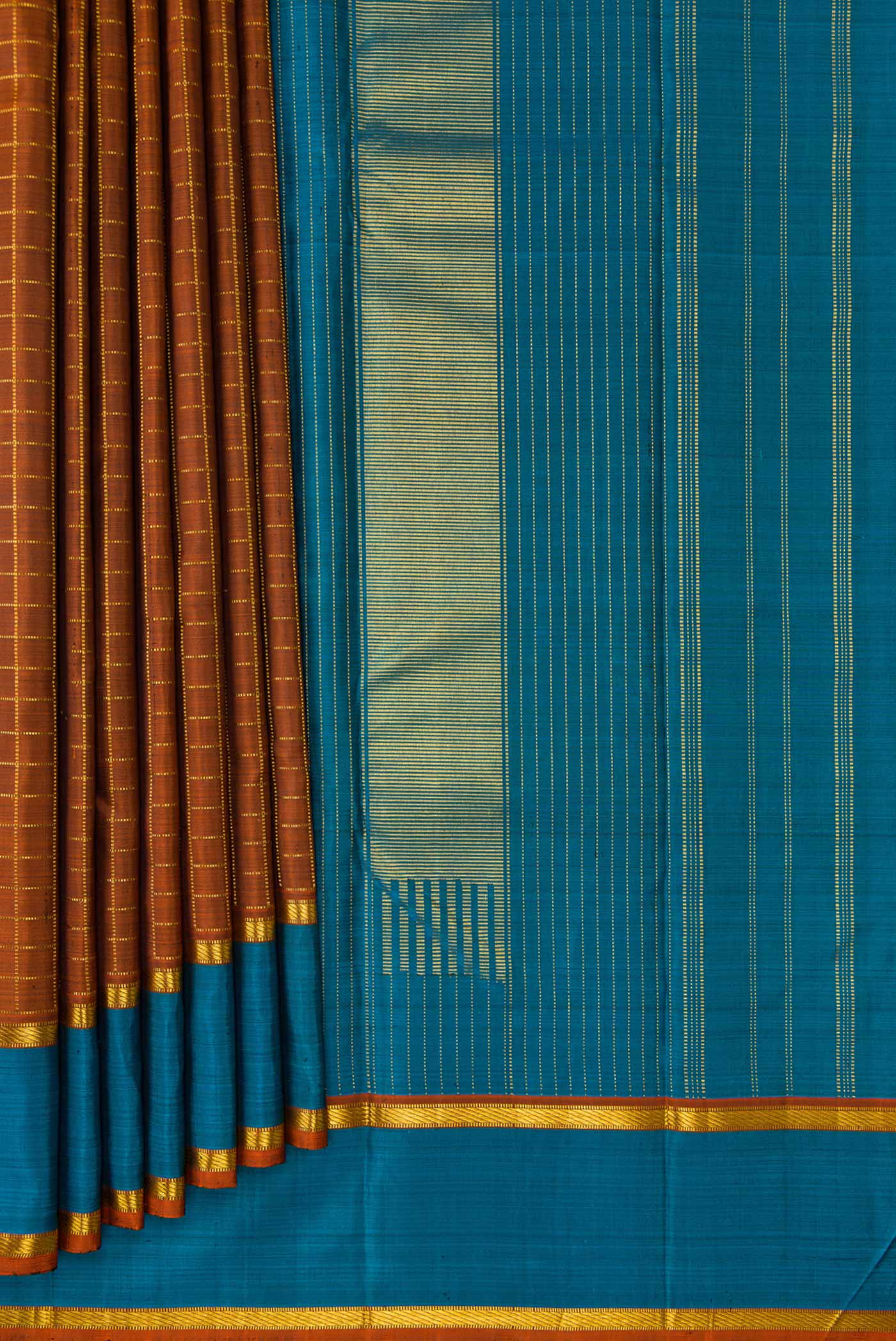 Brown Kanjivaram Silk Saree - Image 4