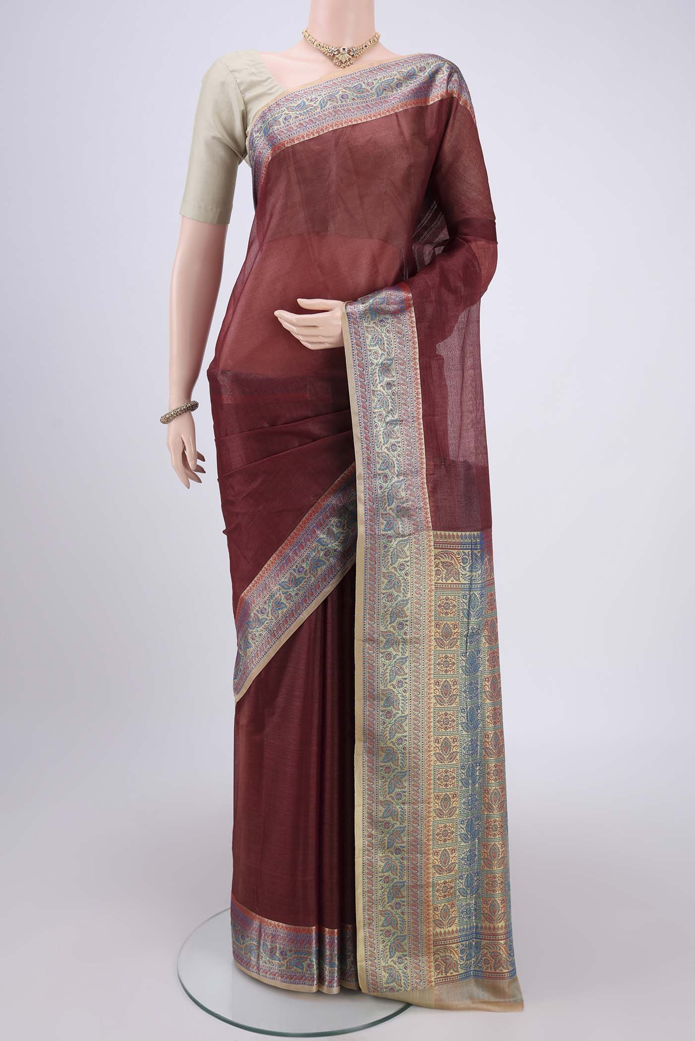 Brown Banarasi Tussar Silk Saree