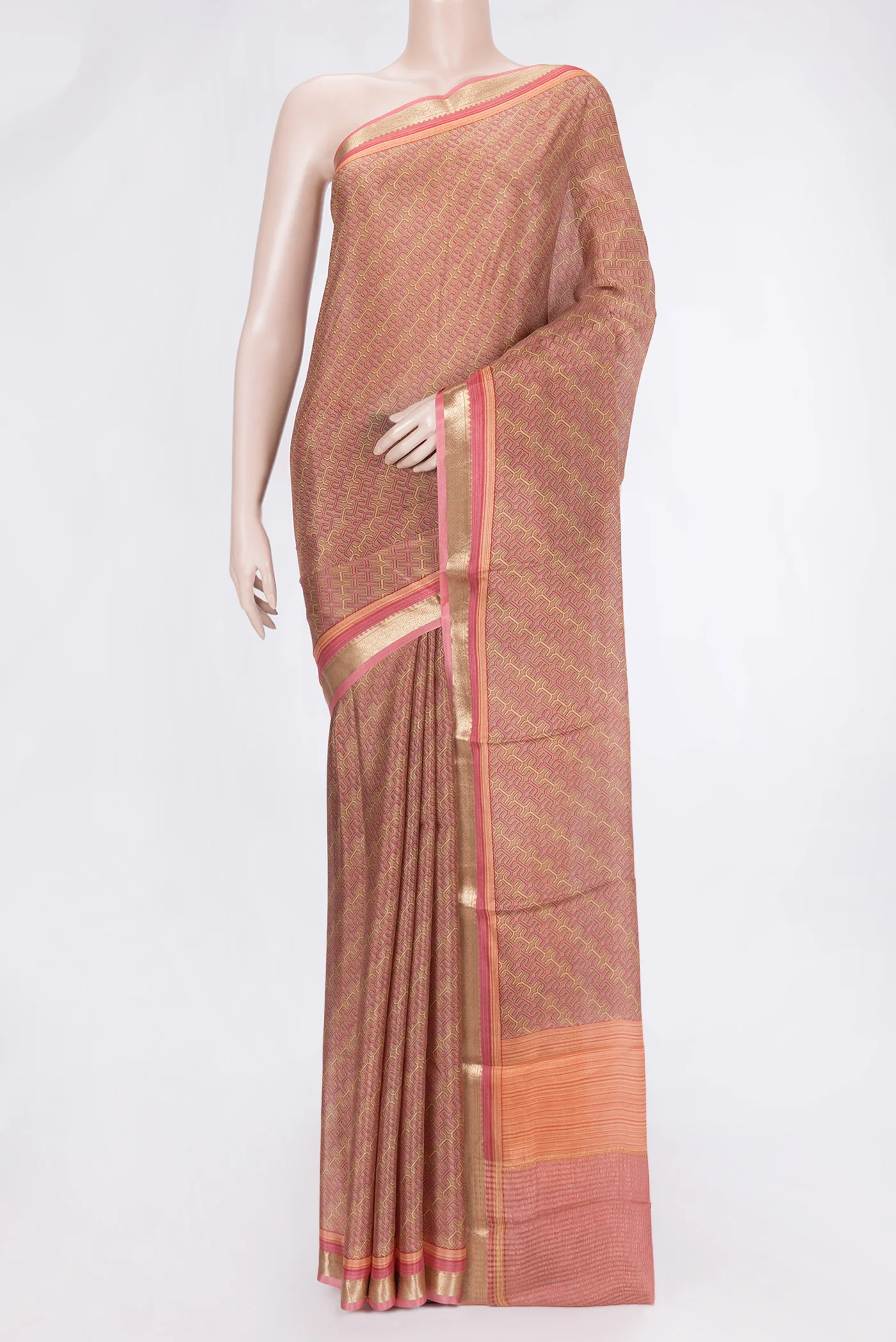 Brown Mysore Crepe Saree