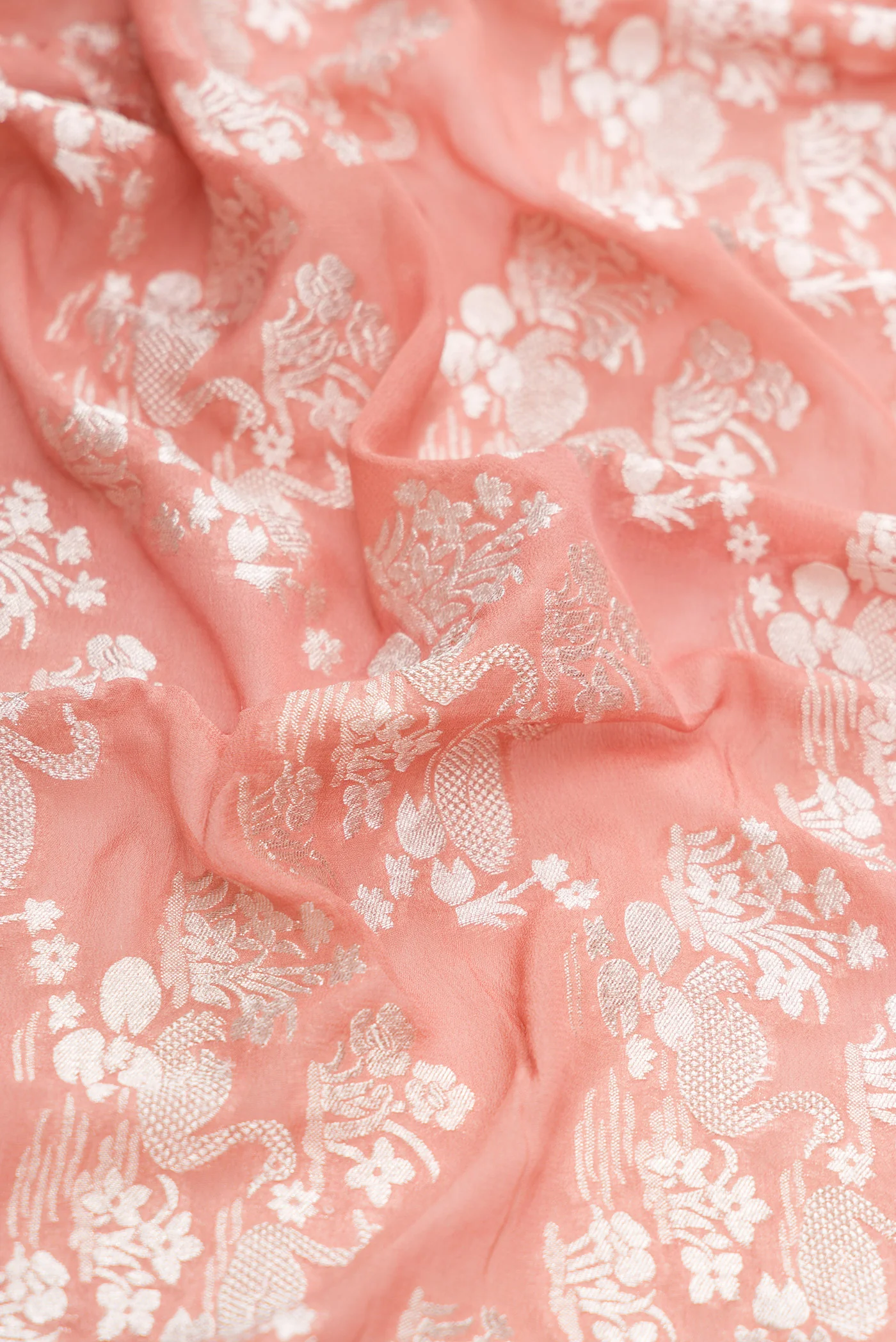 Rose Gold Banarasi Georgette Saree - Image 2