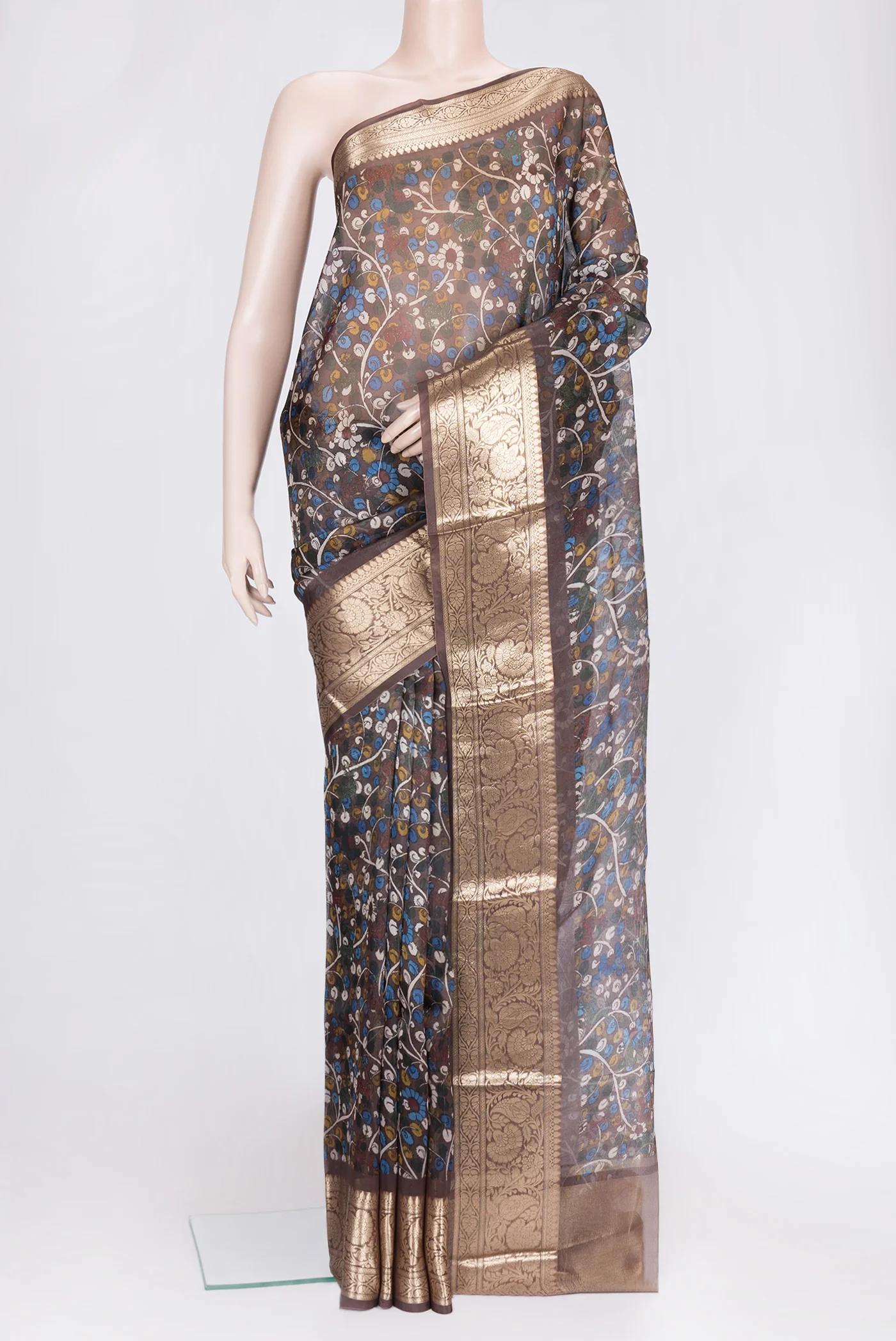 Brown Organza Silk Saree