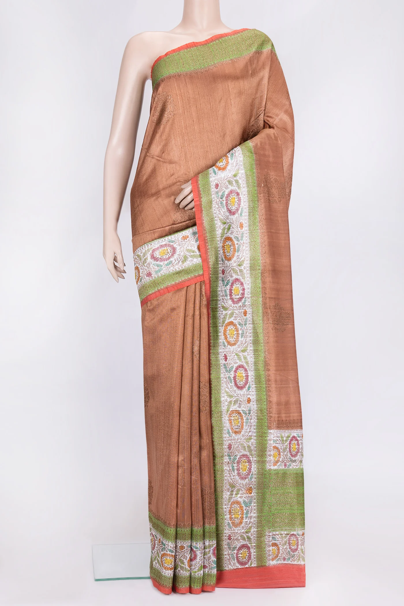 Brown Banarasi Tussar Silk Saree