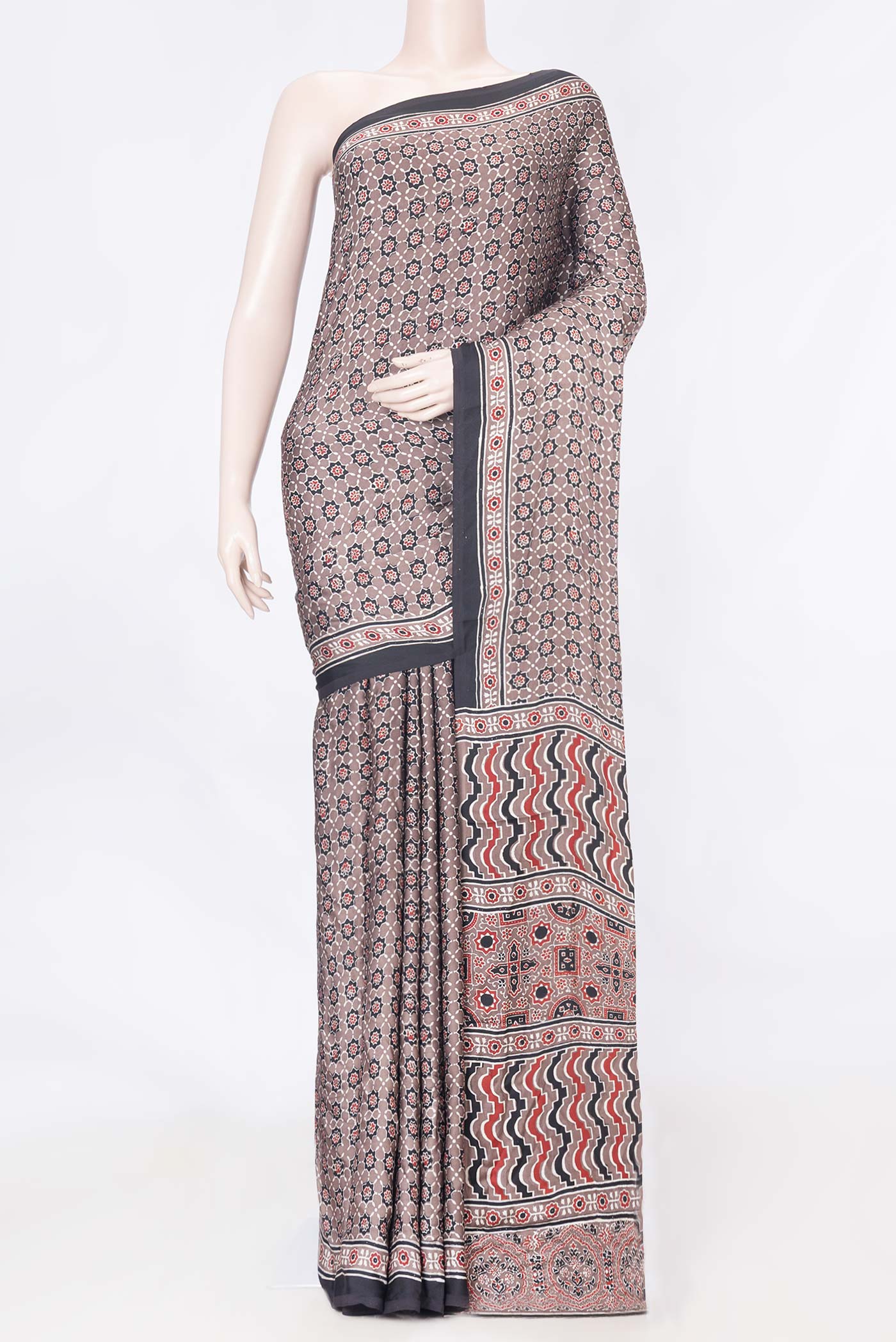 Brown Dual Tone Satin Ruffle Saree