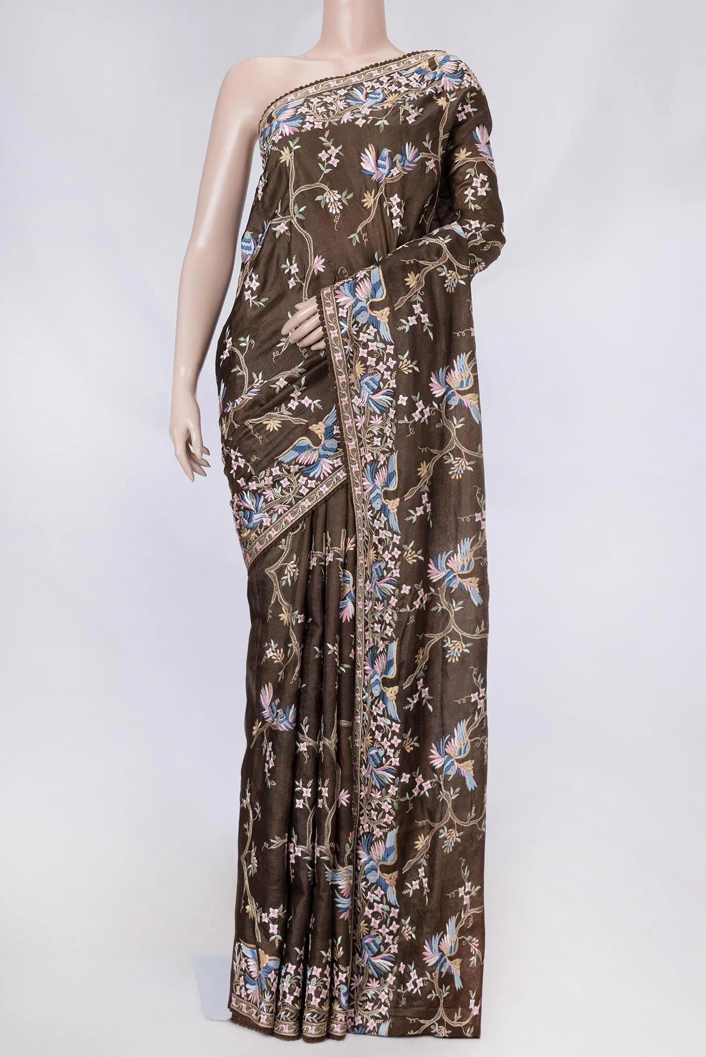 Brown Dual Tone Tussar Saree