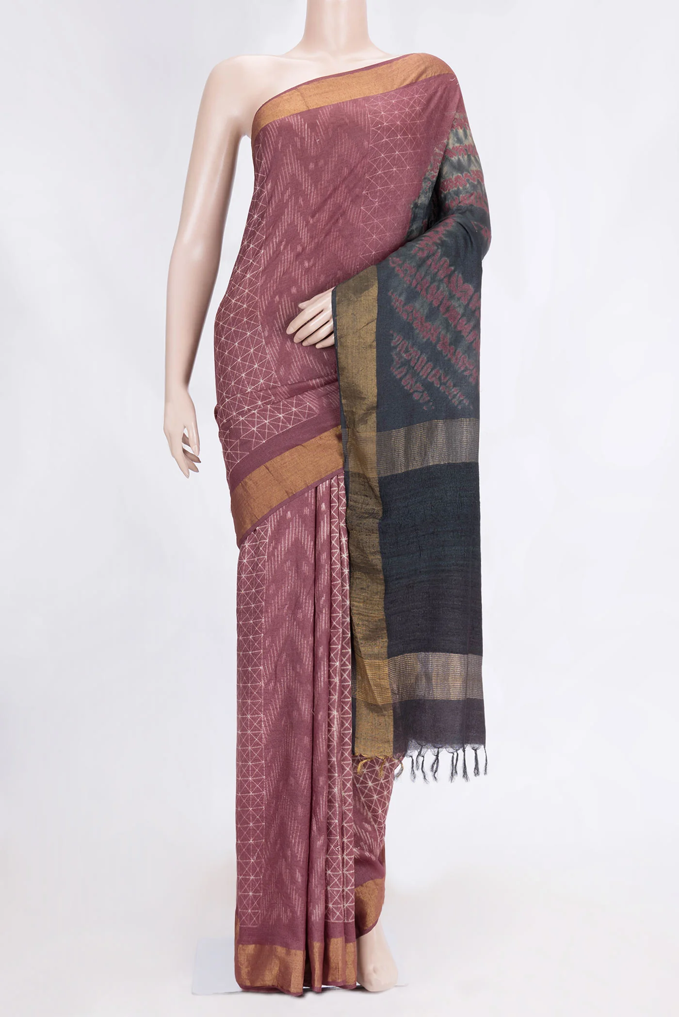 Mauve Tussar Silk Saree