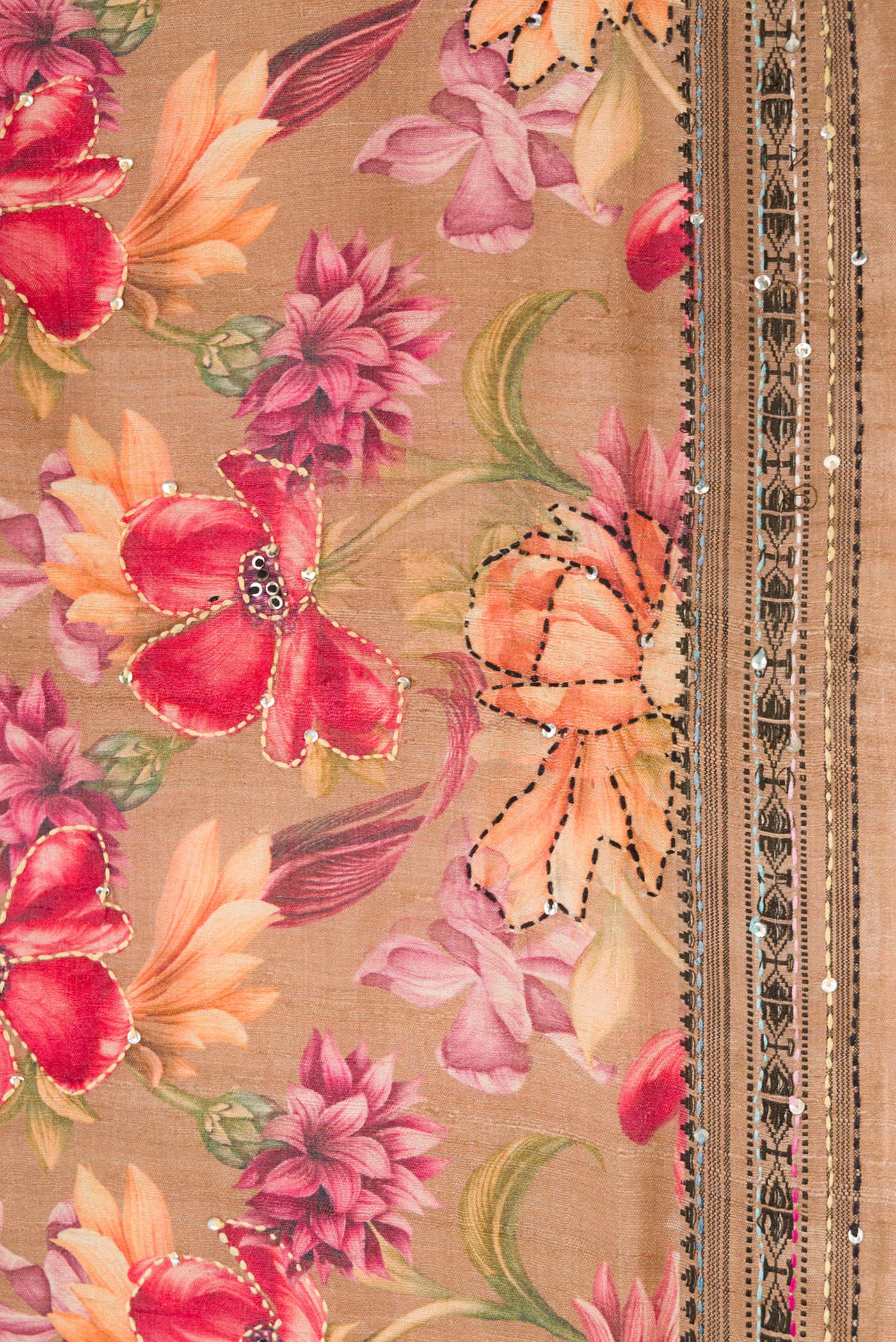 Brown Tussar Silk Saree - Image 3
