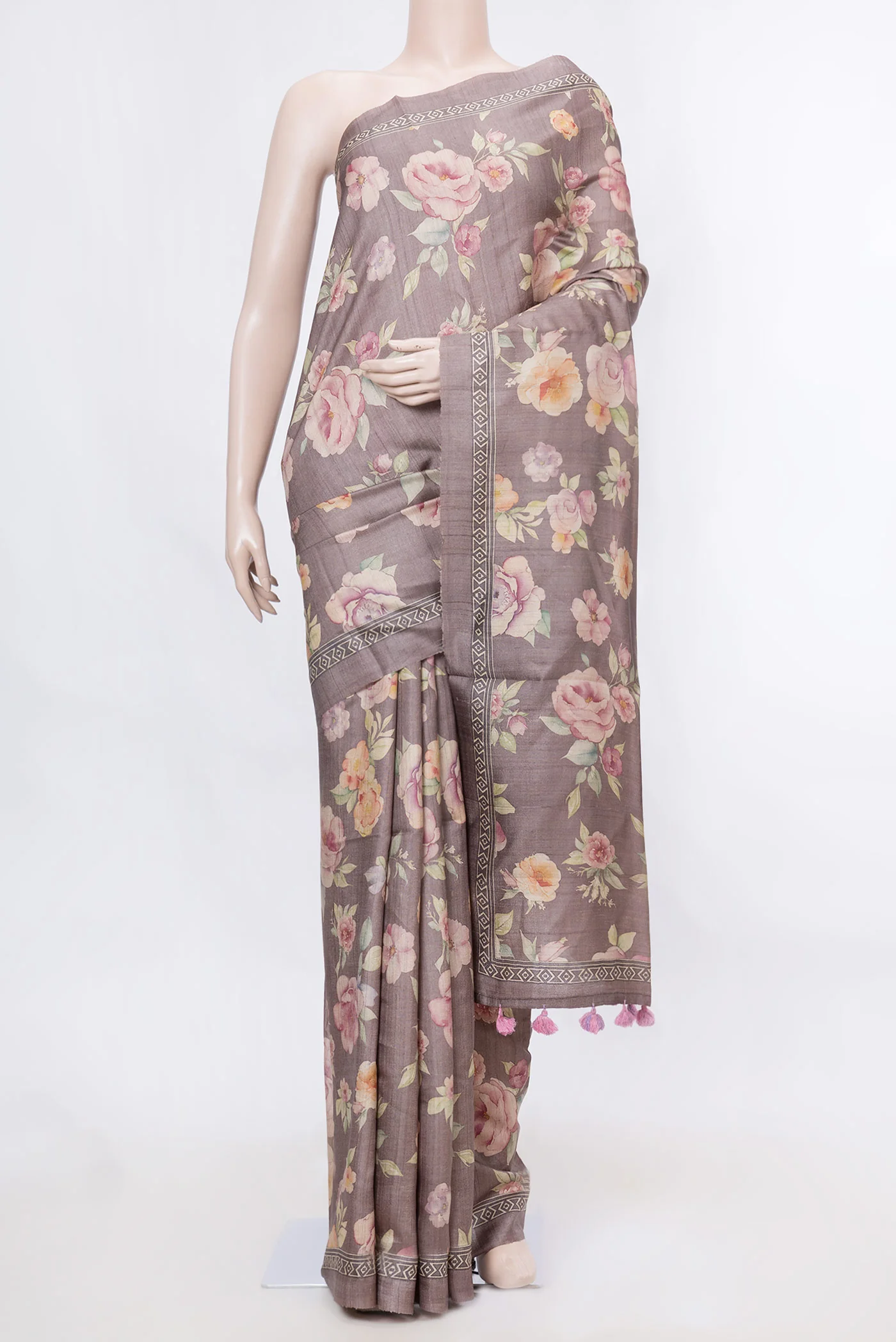 Brown Dual Tone Tussar Silk Saree