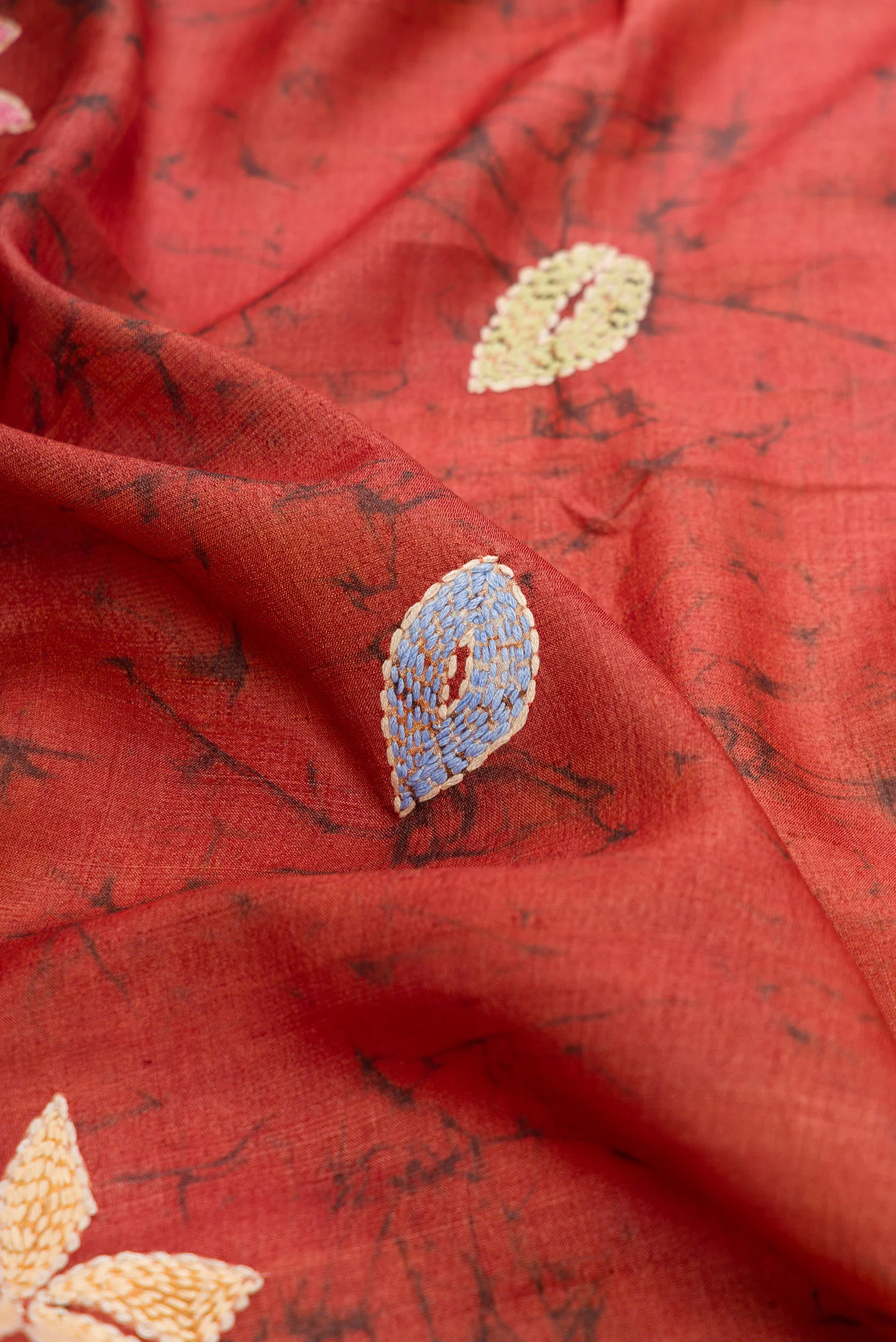 Rust Tussar Silk Saree - Image 2