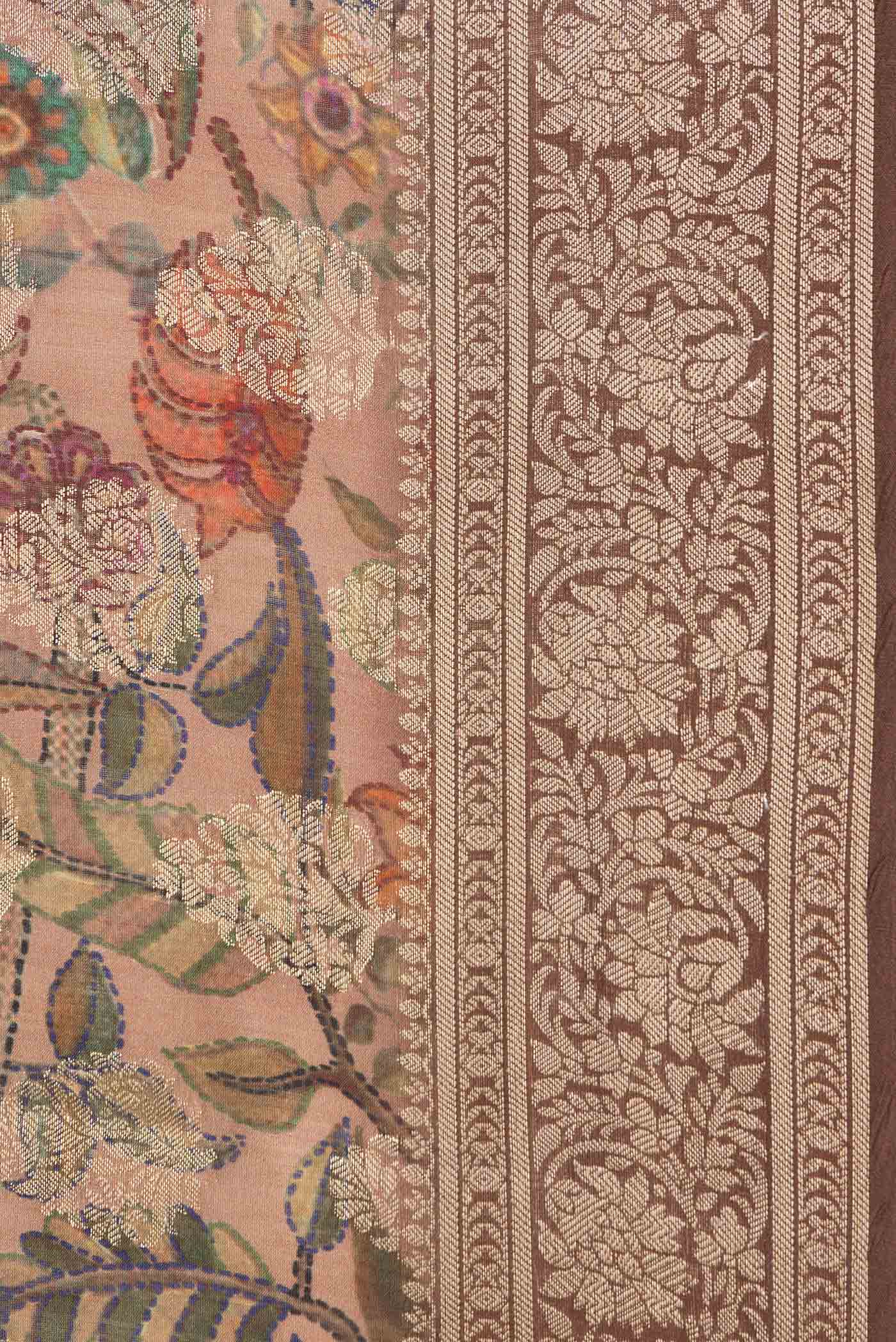 Brown Tussar Silk Saree - Image 3