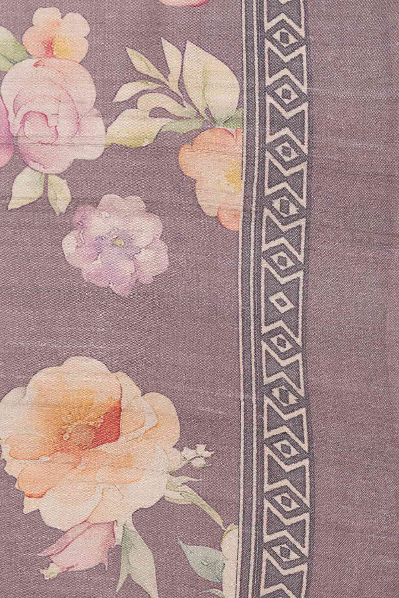 Brown Dual Tone Tussar Silk Saree - Image 3