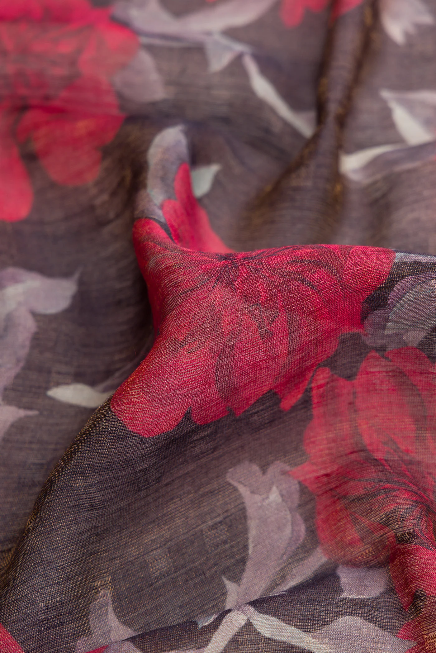 Brown Tussar Silk Saree - Image 2