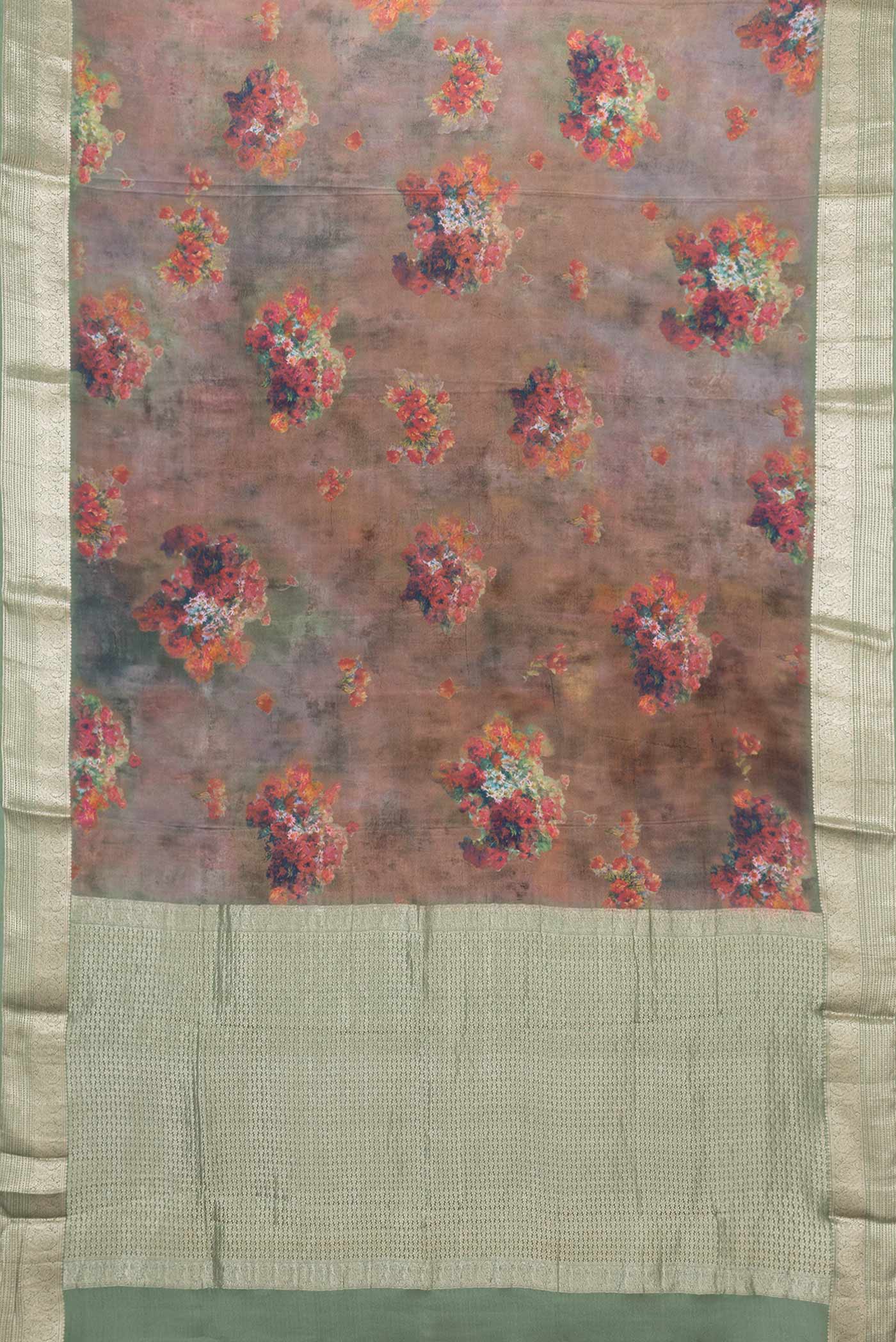 Brown Mysore Crepe Saree - Image 6