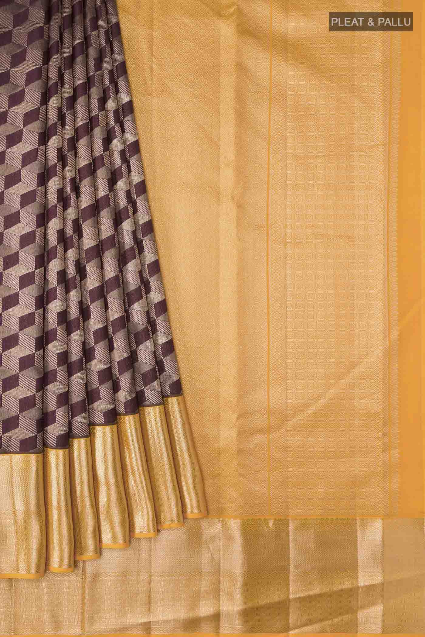 Brown Kanchipuram Silk Saree - Image 4