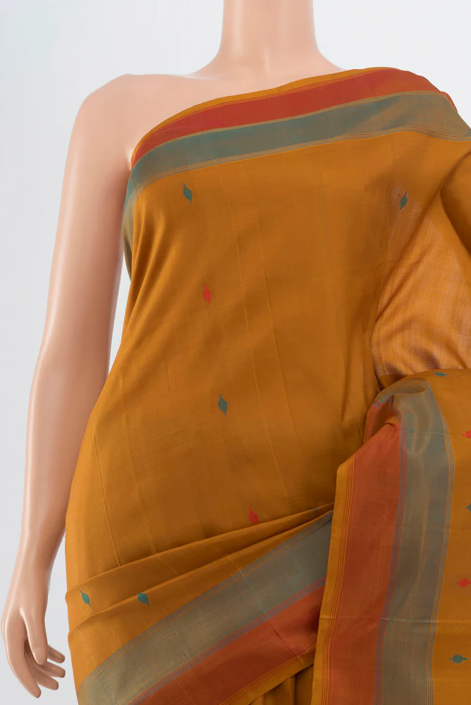 Mustard Kanchipuram Silk Saree - Image 2