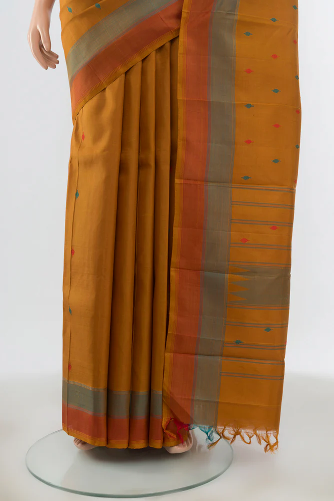 Mustard Kanchipuram Silk Saree - Image 3
