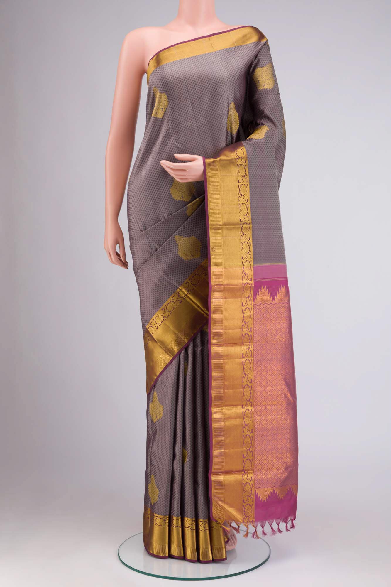 Grey Kanchipuram Silk Saree