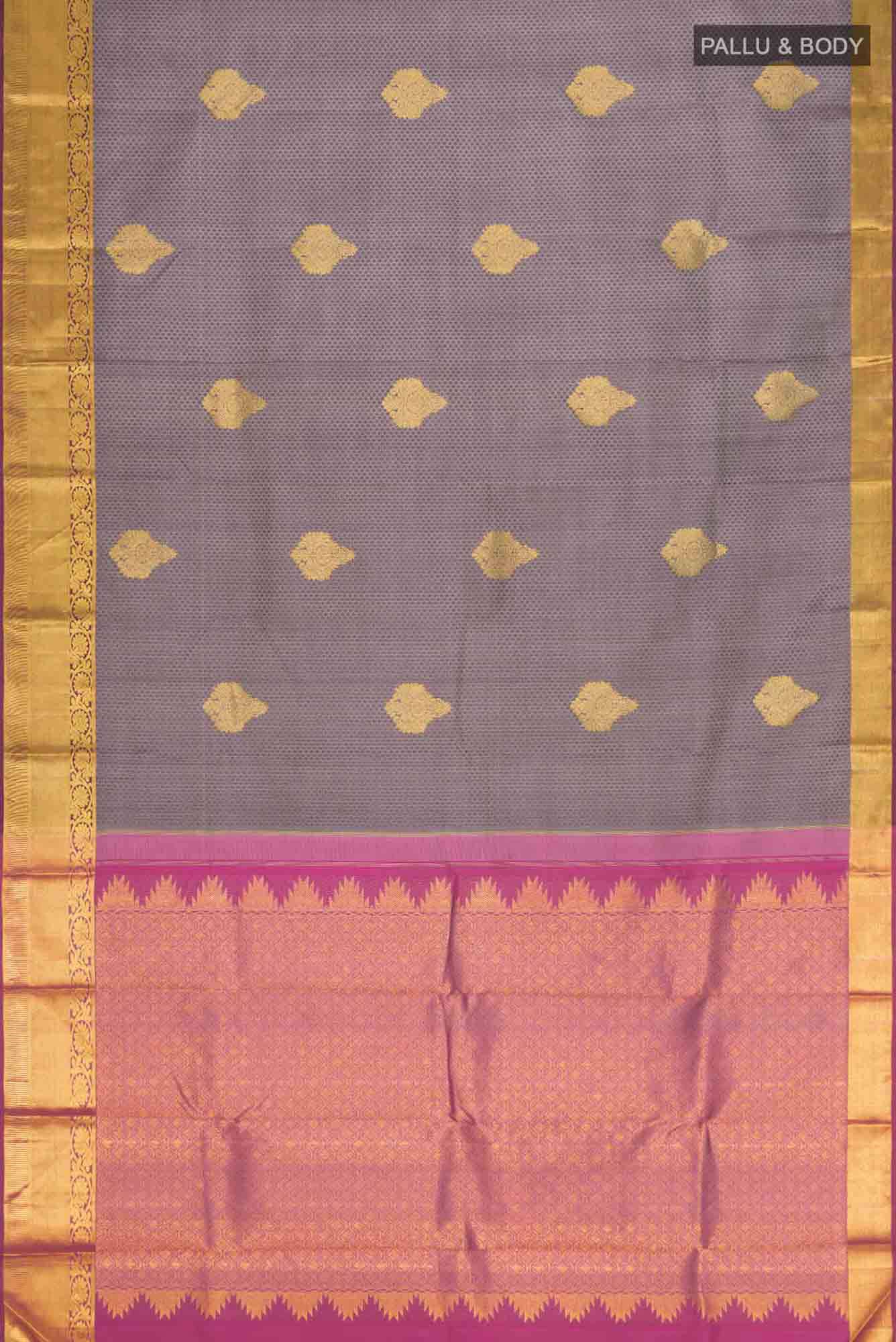 Grey Kanchipuram Silk Saree - Image 4