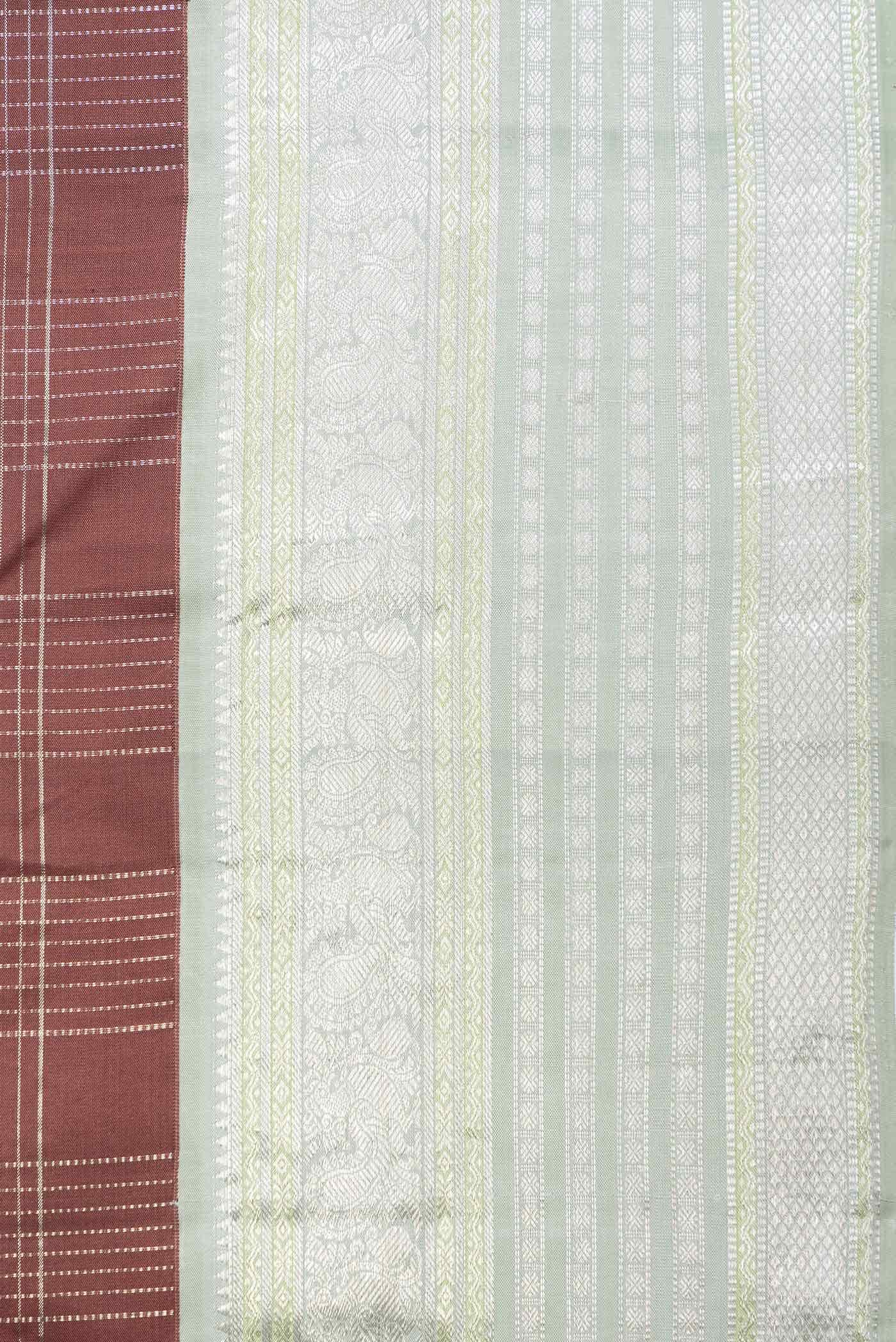 Pure Silk Pure Zari Brown Kanjivaram Saree - Image 5