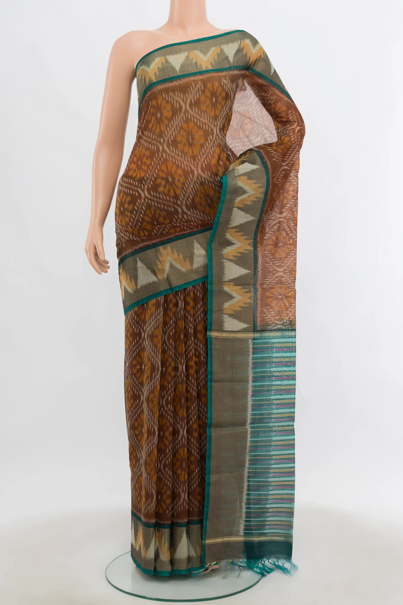 Brown Silk Cotton Saree