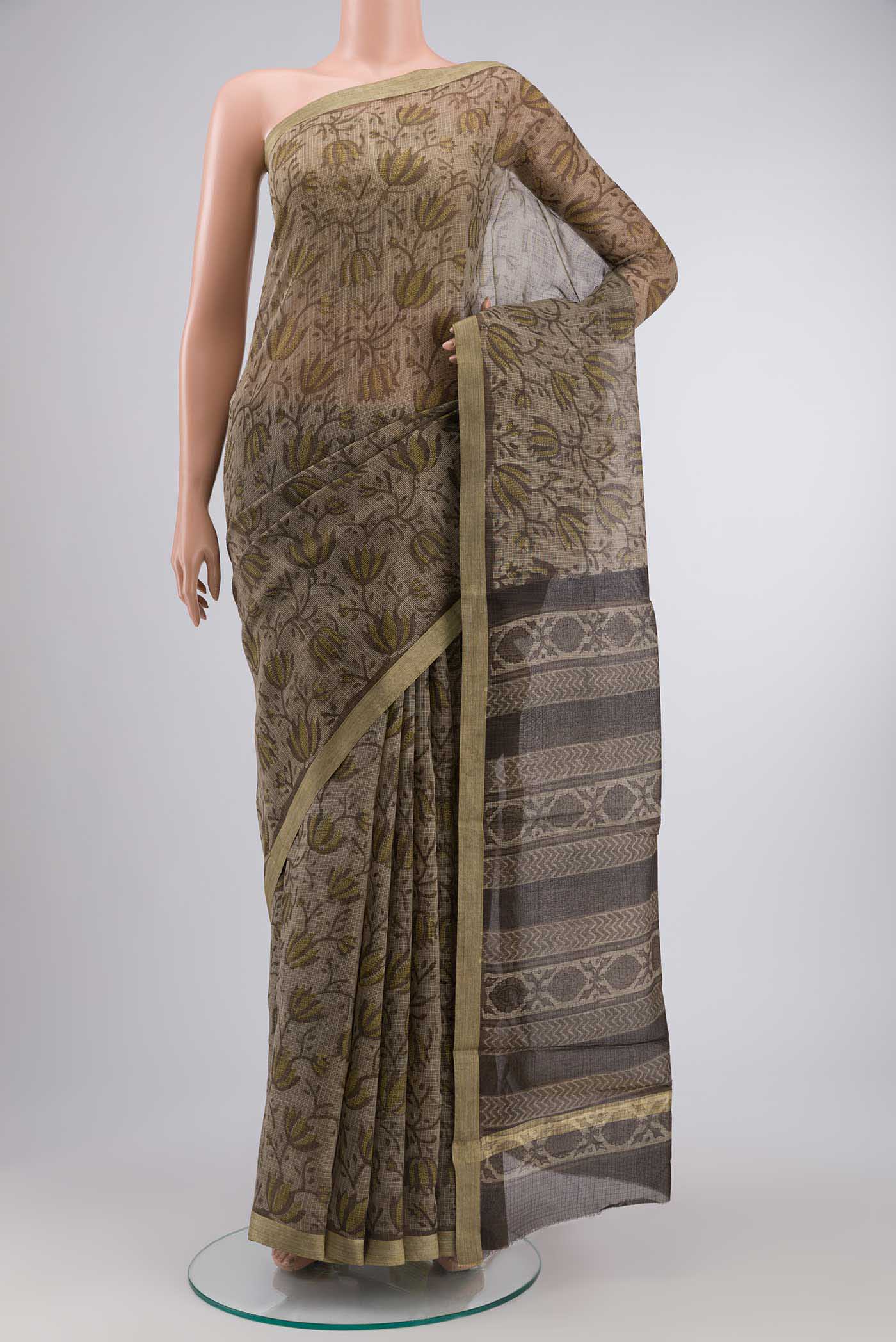 Brown Kota Cotton Saree