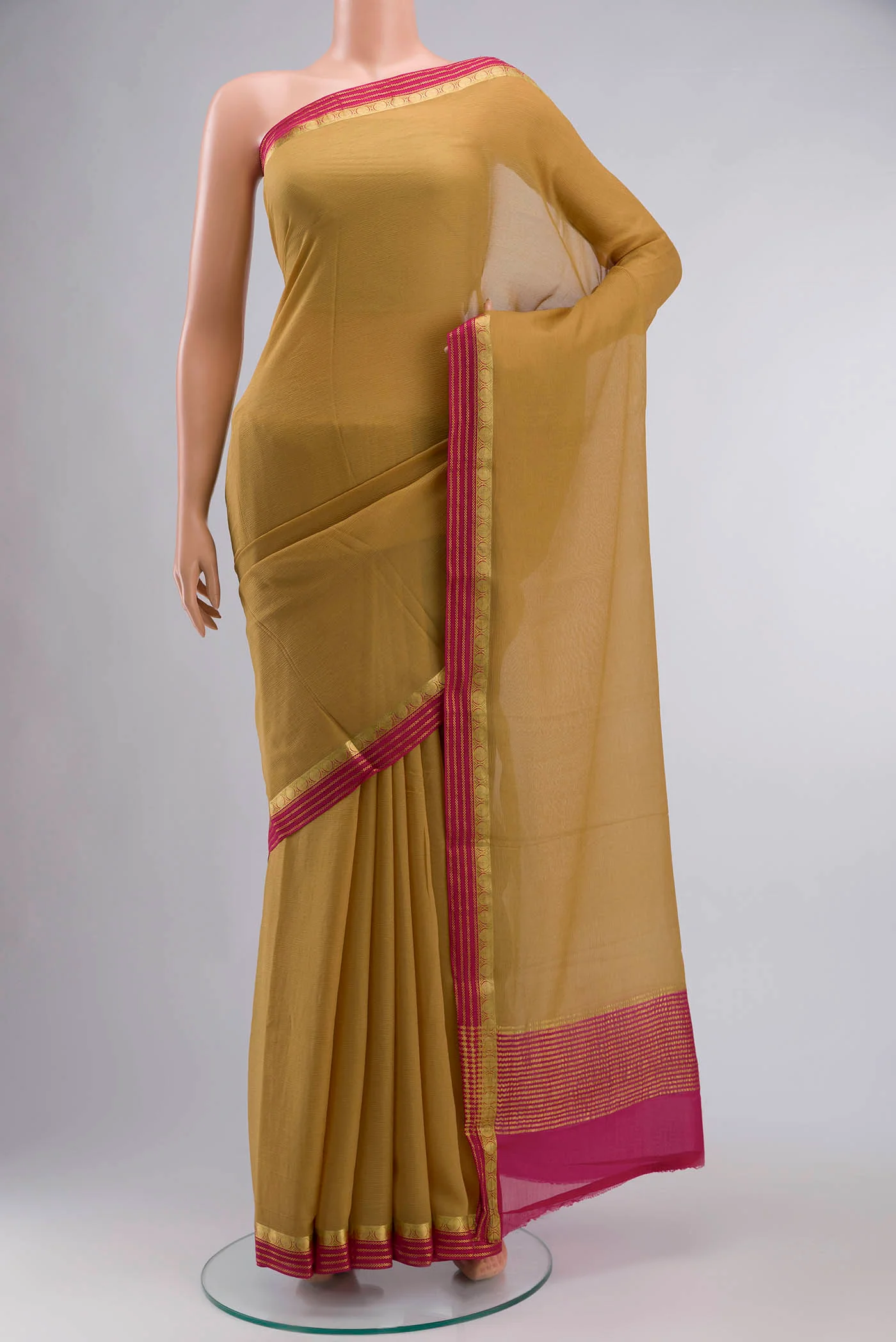 Beige Mysore Chiffon Saree