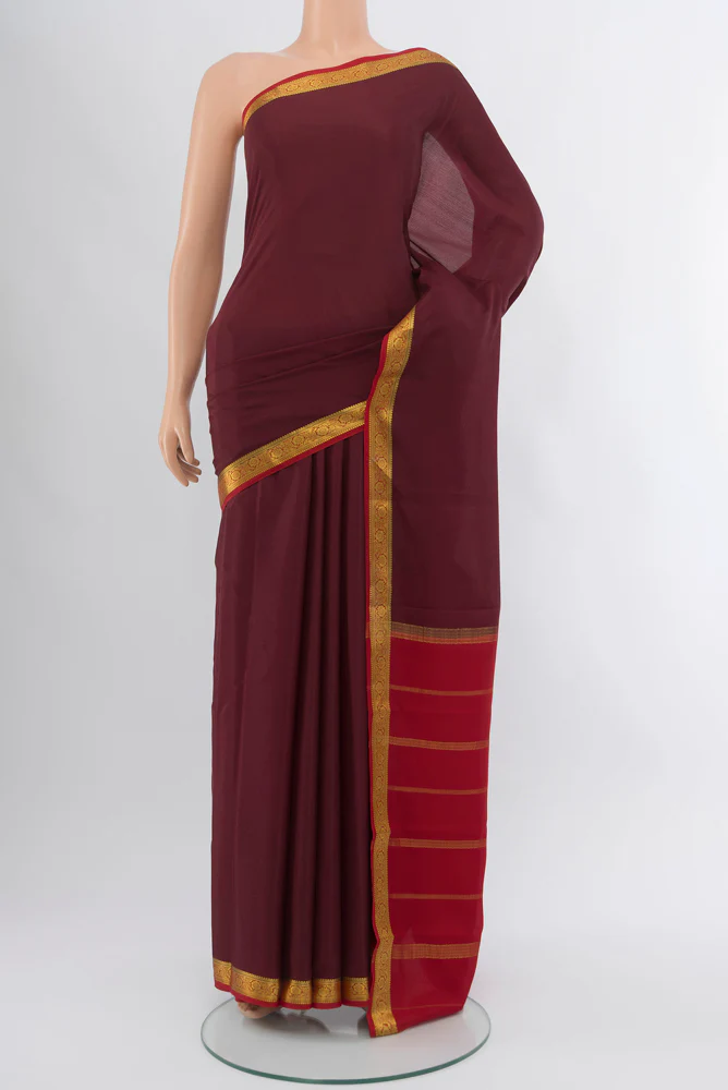 Coffee Brown Mysore Crepe Saree