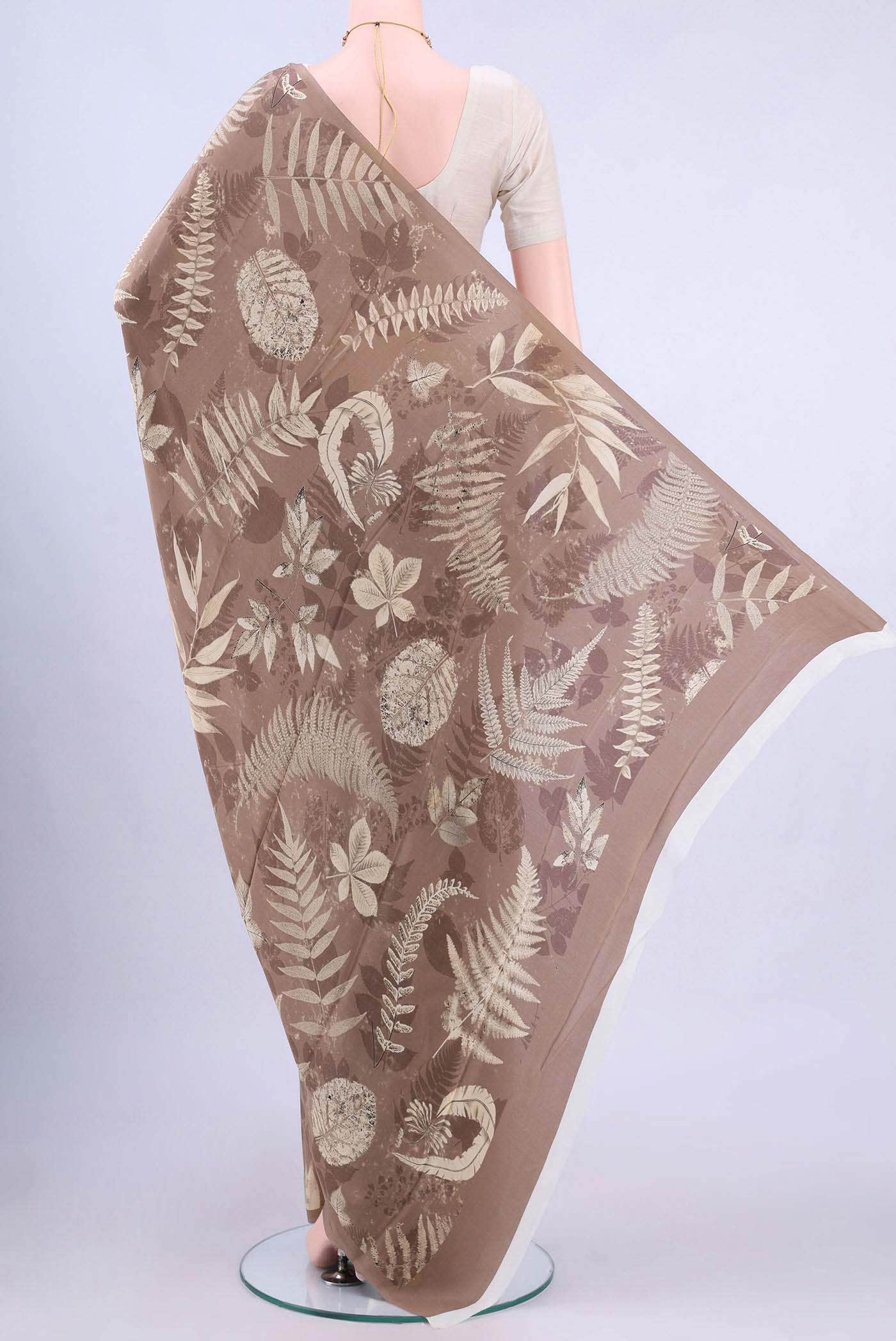 Brown Mysore Crepe Saree - Image 2