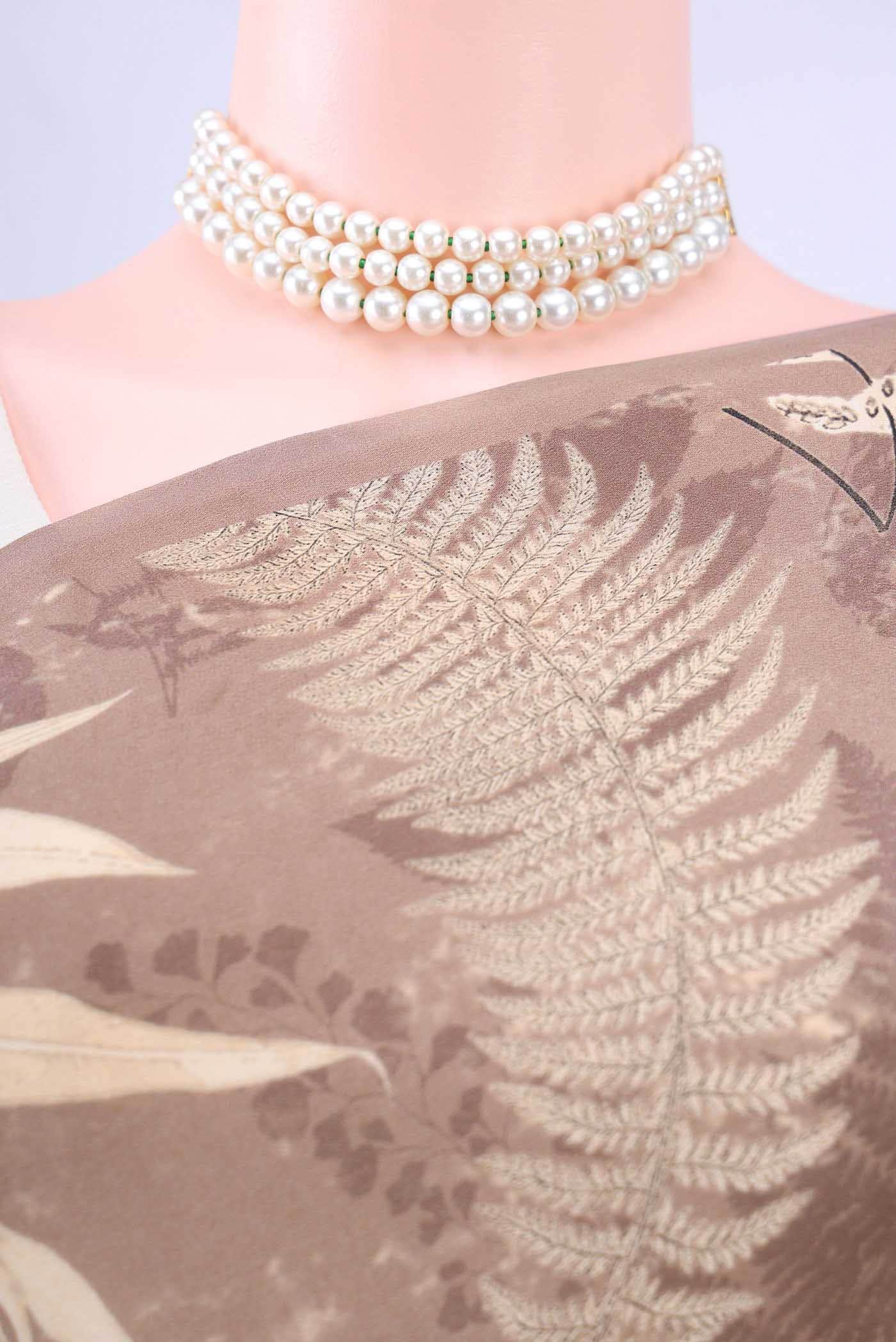 Brown Mysore Crepe Saree - Image 3