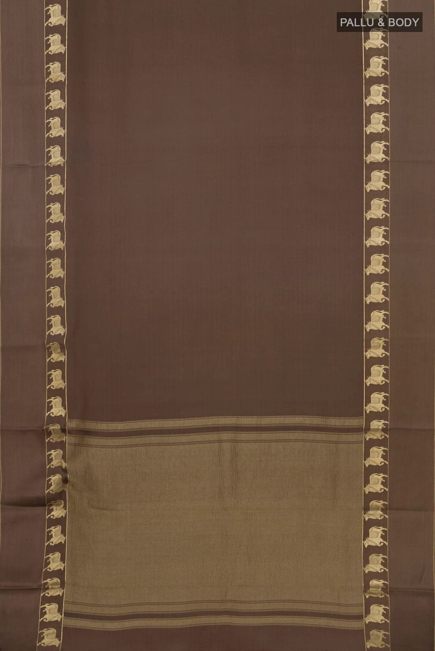 Brown Mysore Crepe Saree - Image 5