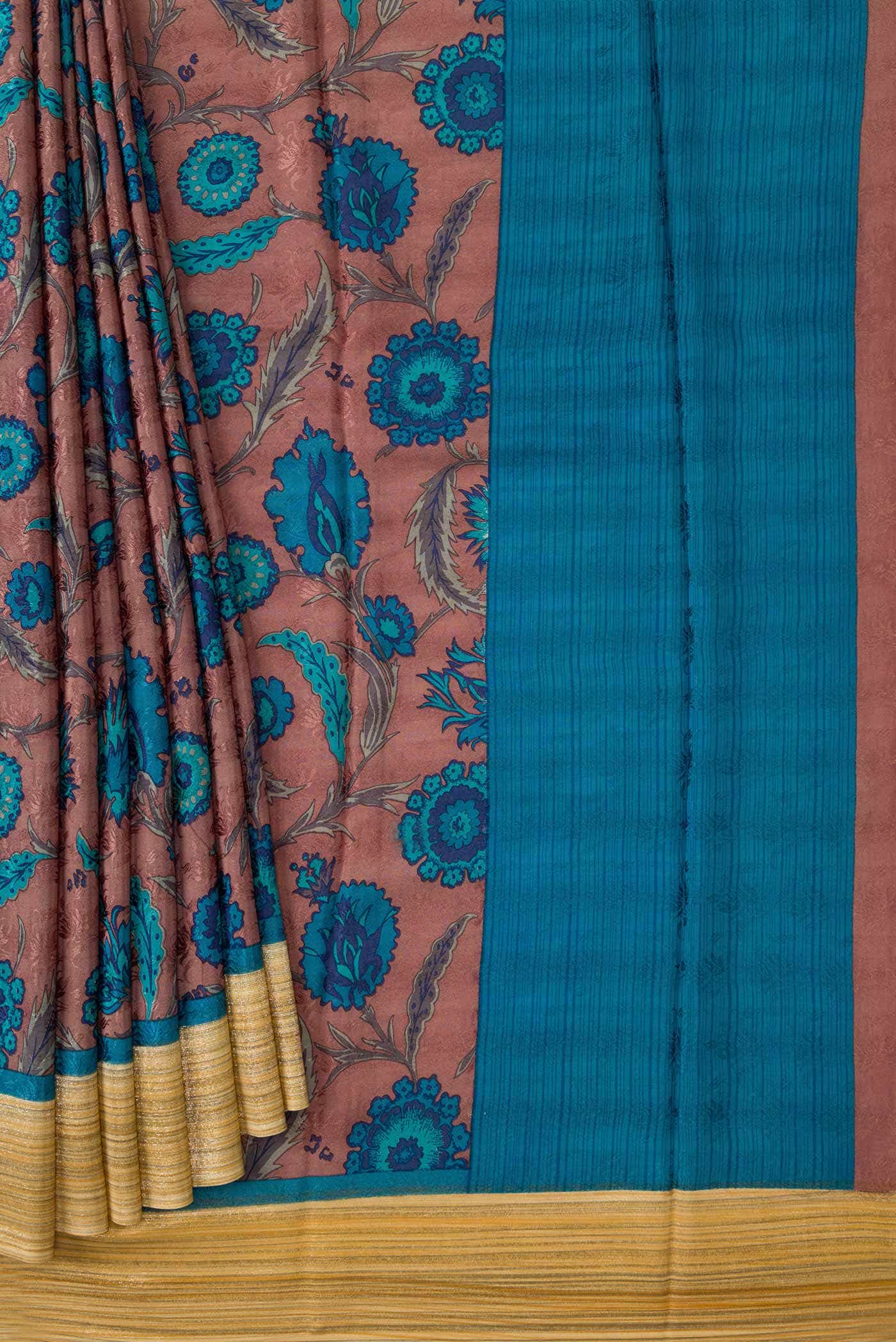 Brown Mysore Crepe Saree - Image 2