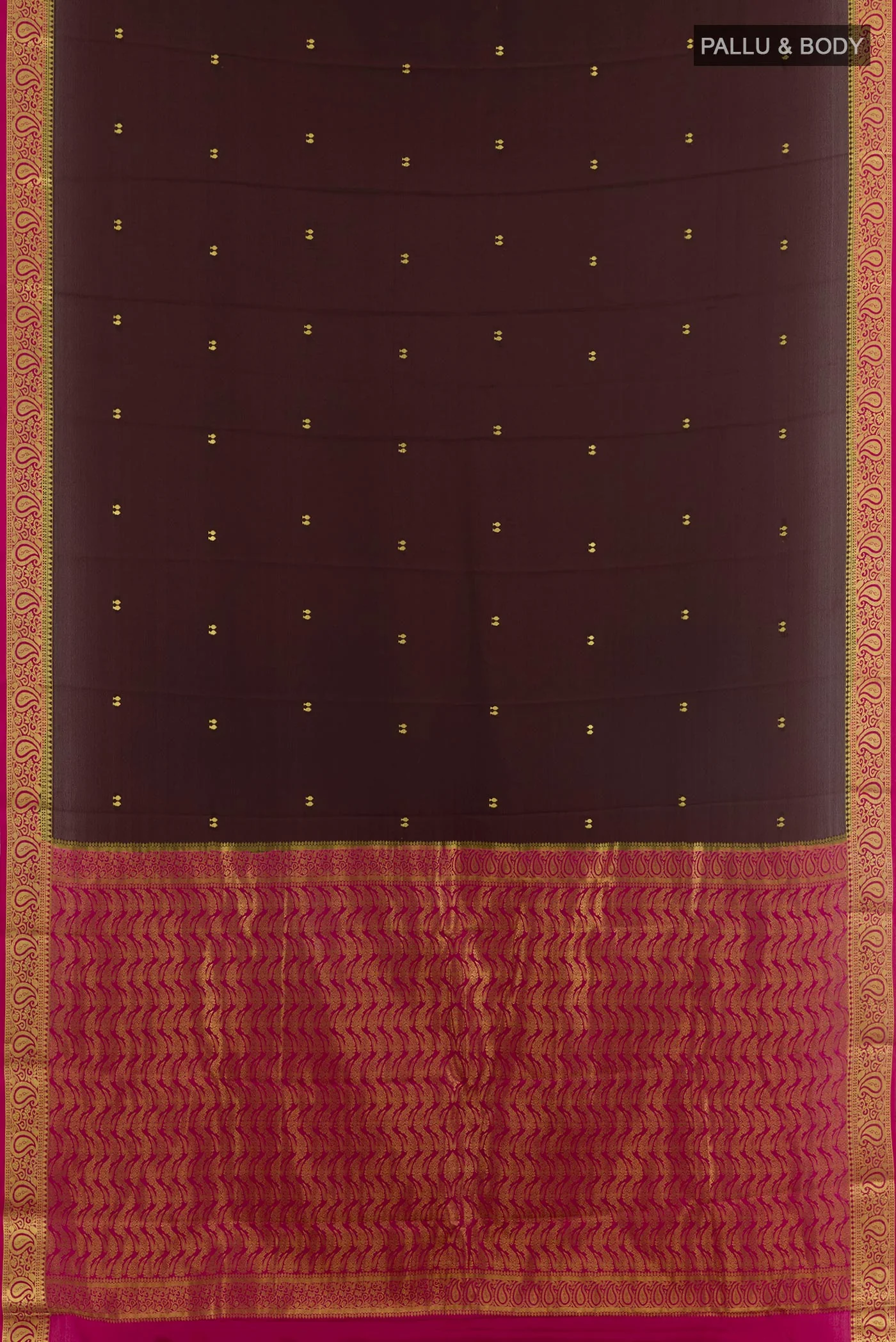 Coffee Brown Mysore Crepe Saree - Image 3