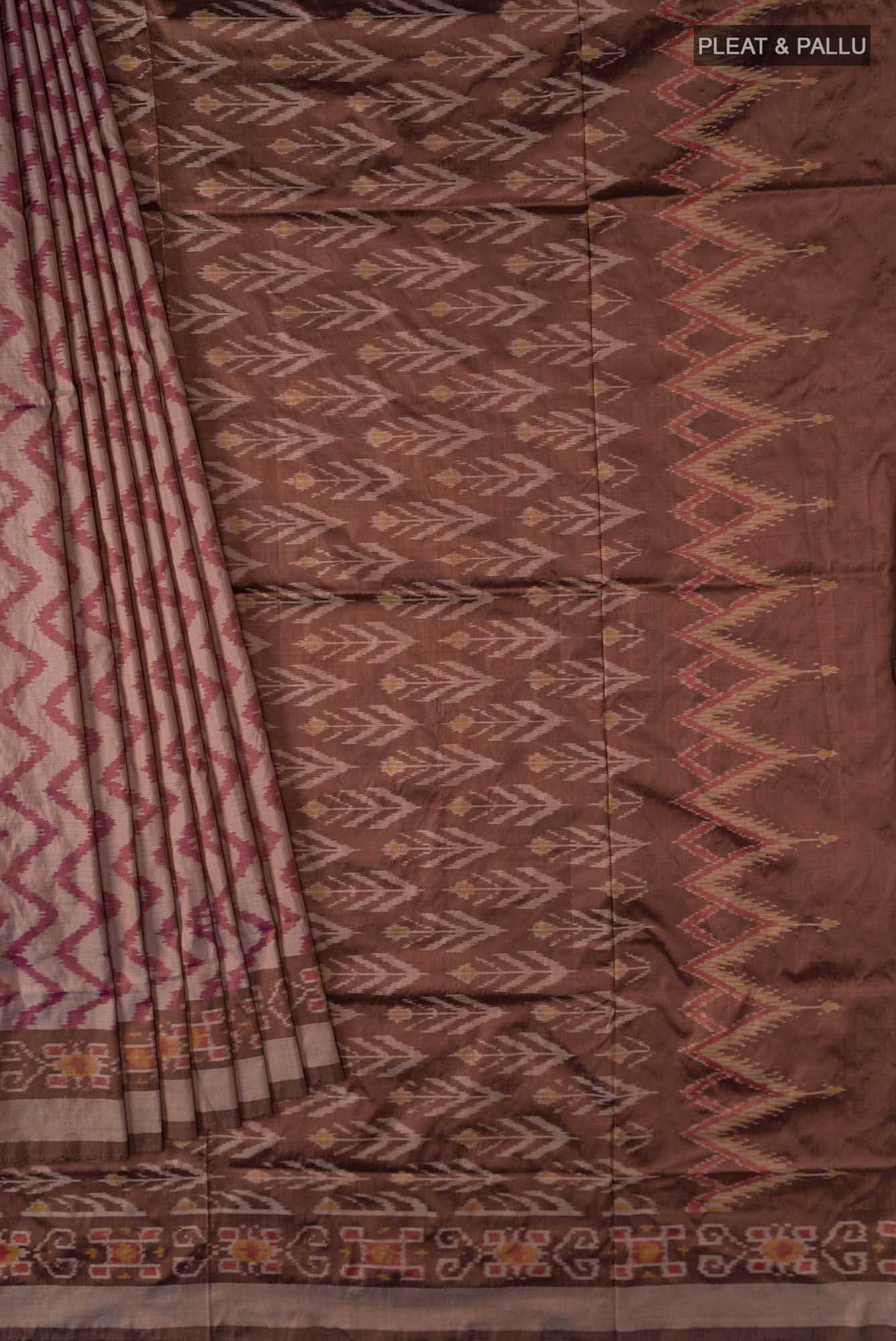 Brown Pochampally Silk Saree - Image 2