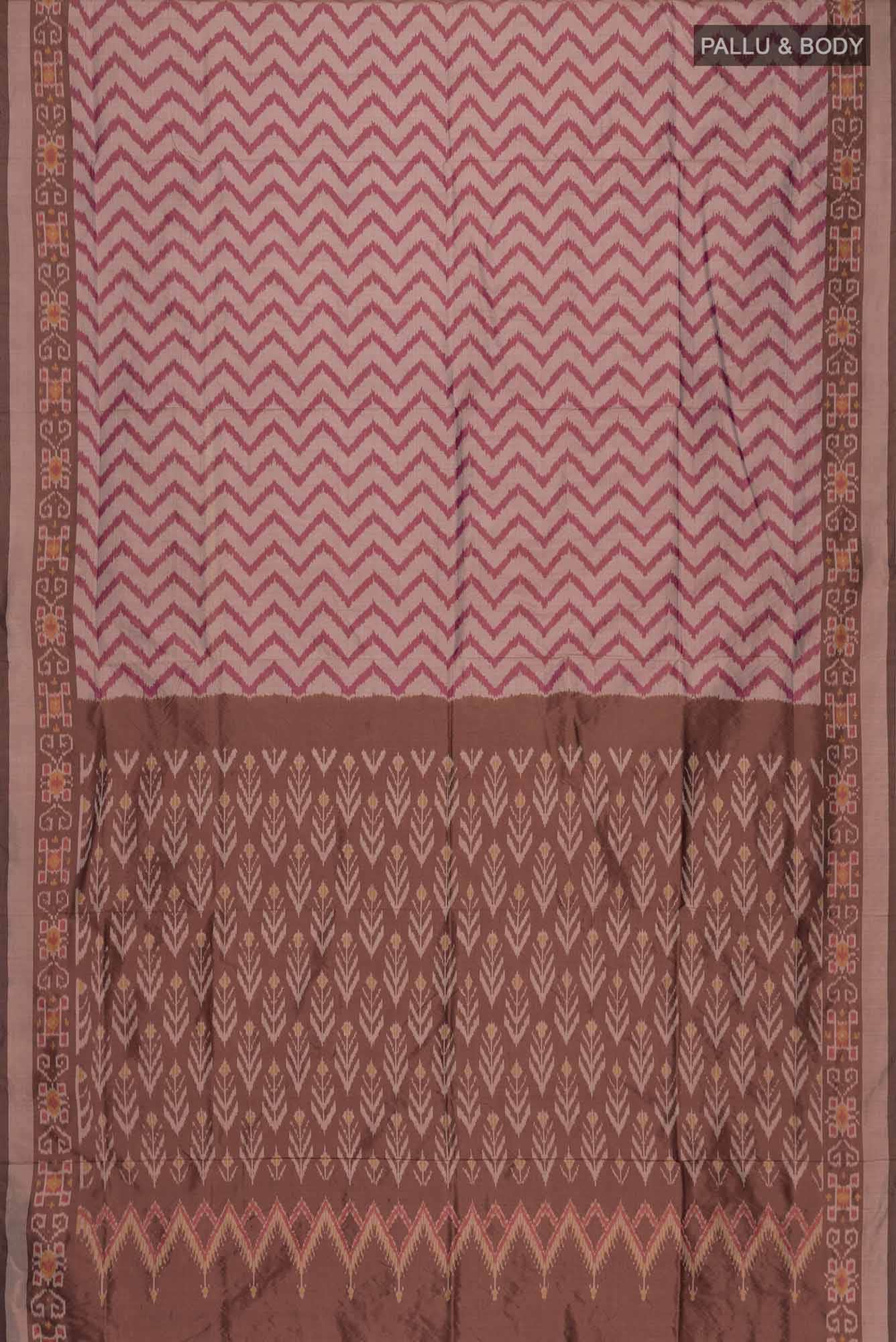 Brown Pochampally Silk Saree - Image 4