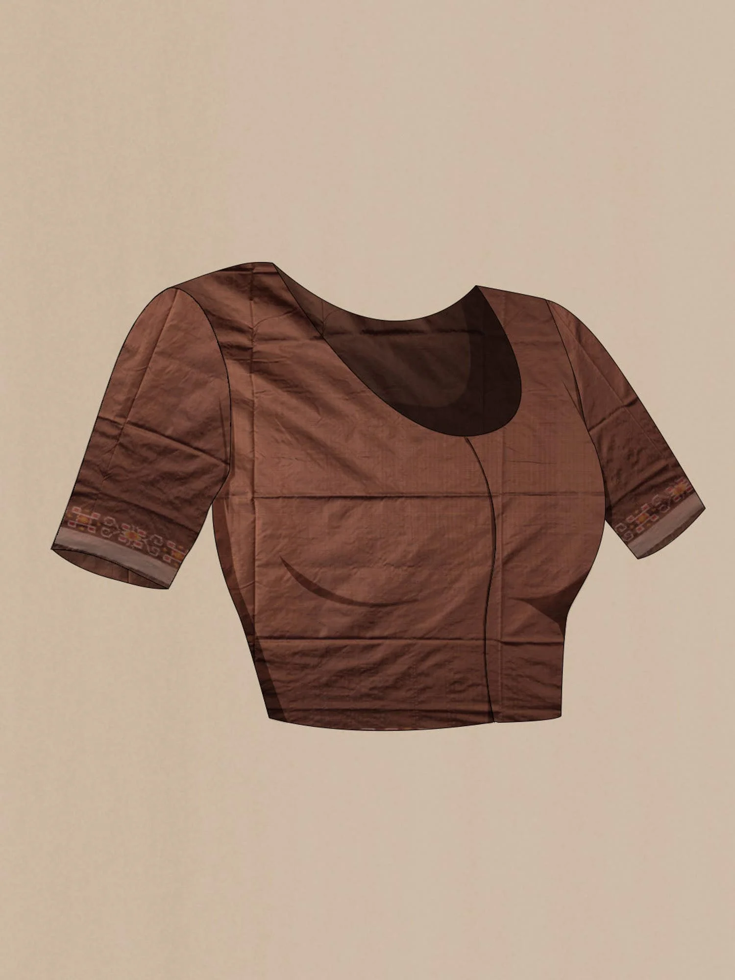 Brown Pochampally Silk Saree - Image 6