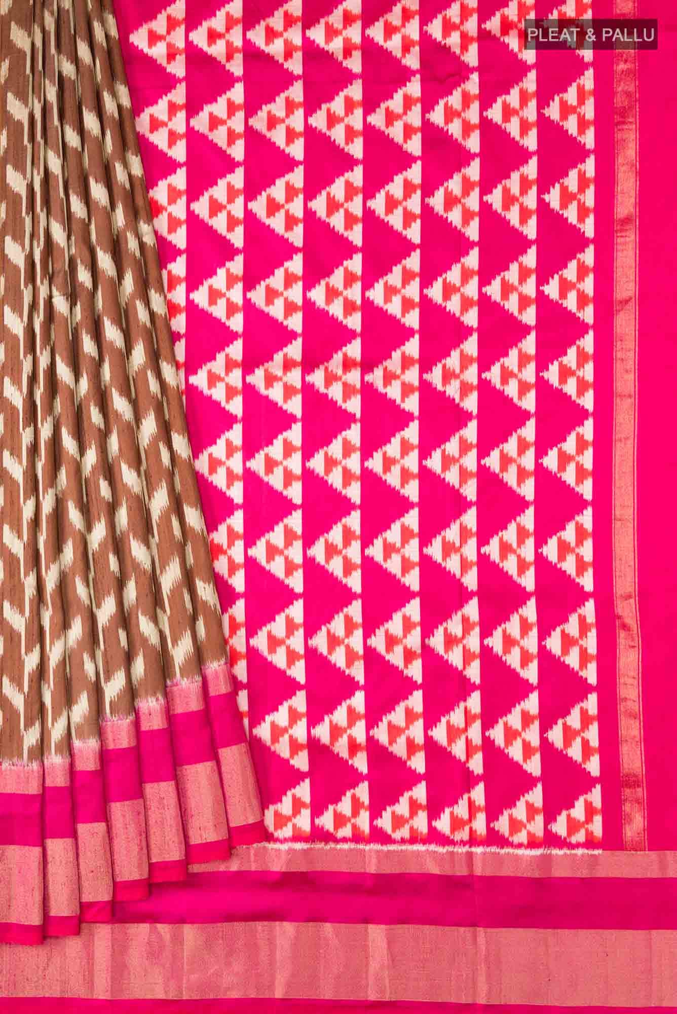 Brown Pochampally Silk Saree - Image 2