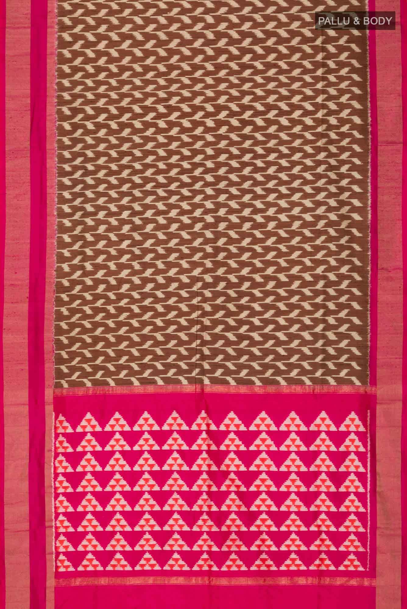 Brown Pochampally Silk Saree - Image 4