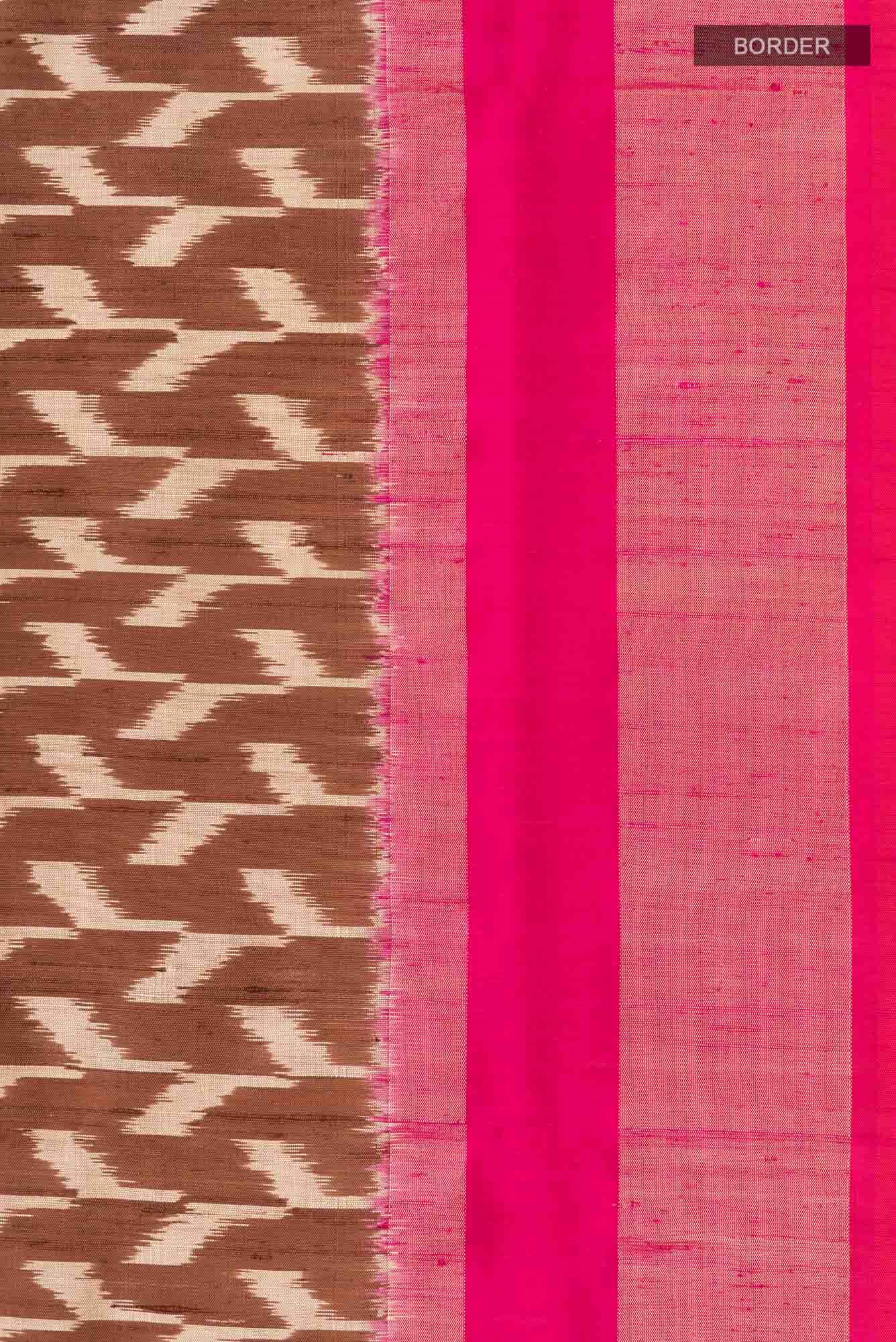 Brown Pochampally Silk Saree - Image 5